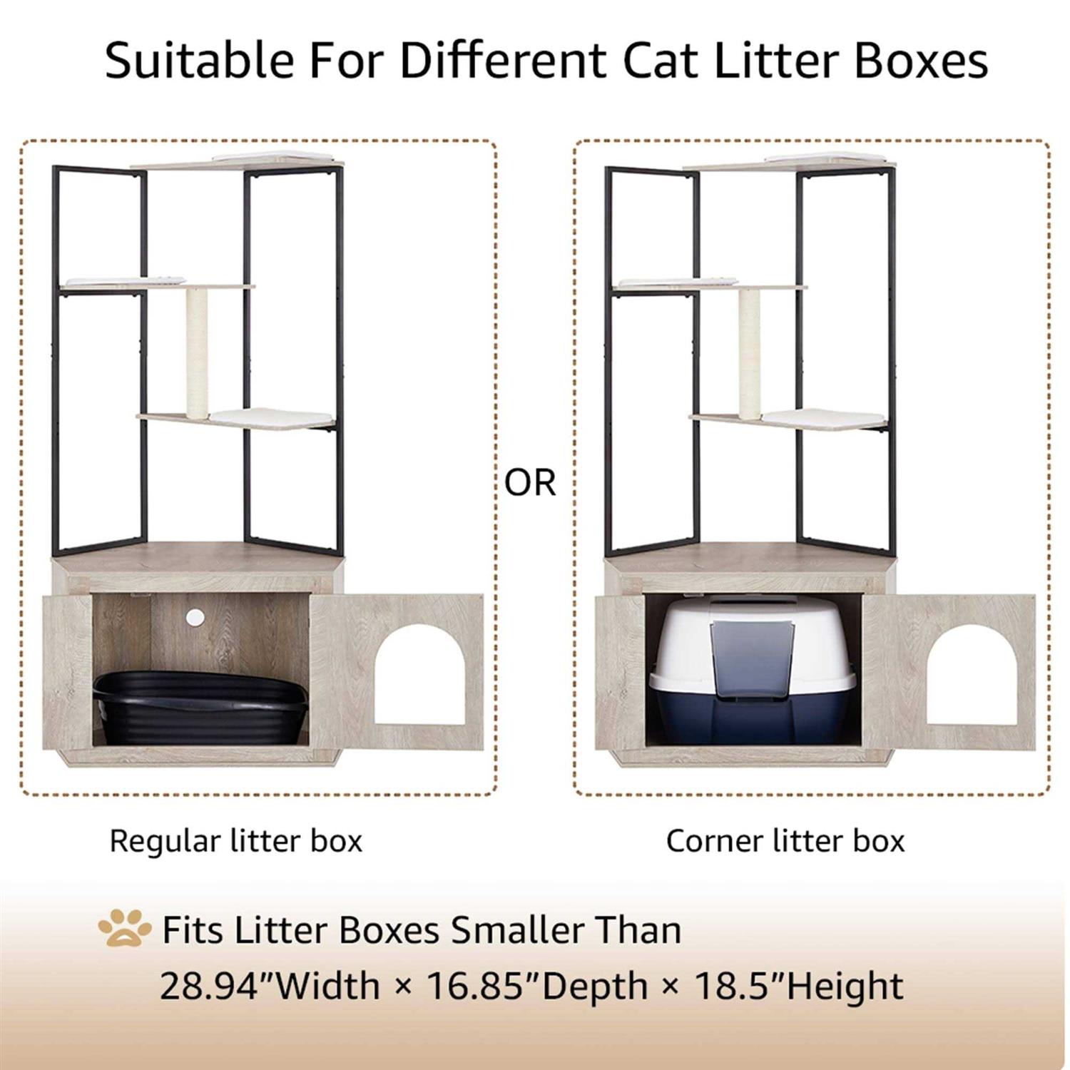 UniPaws Corner Box Enclosure with Cat Tree Tower Cat Litter