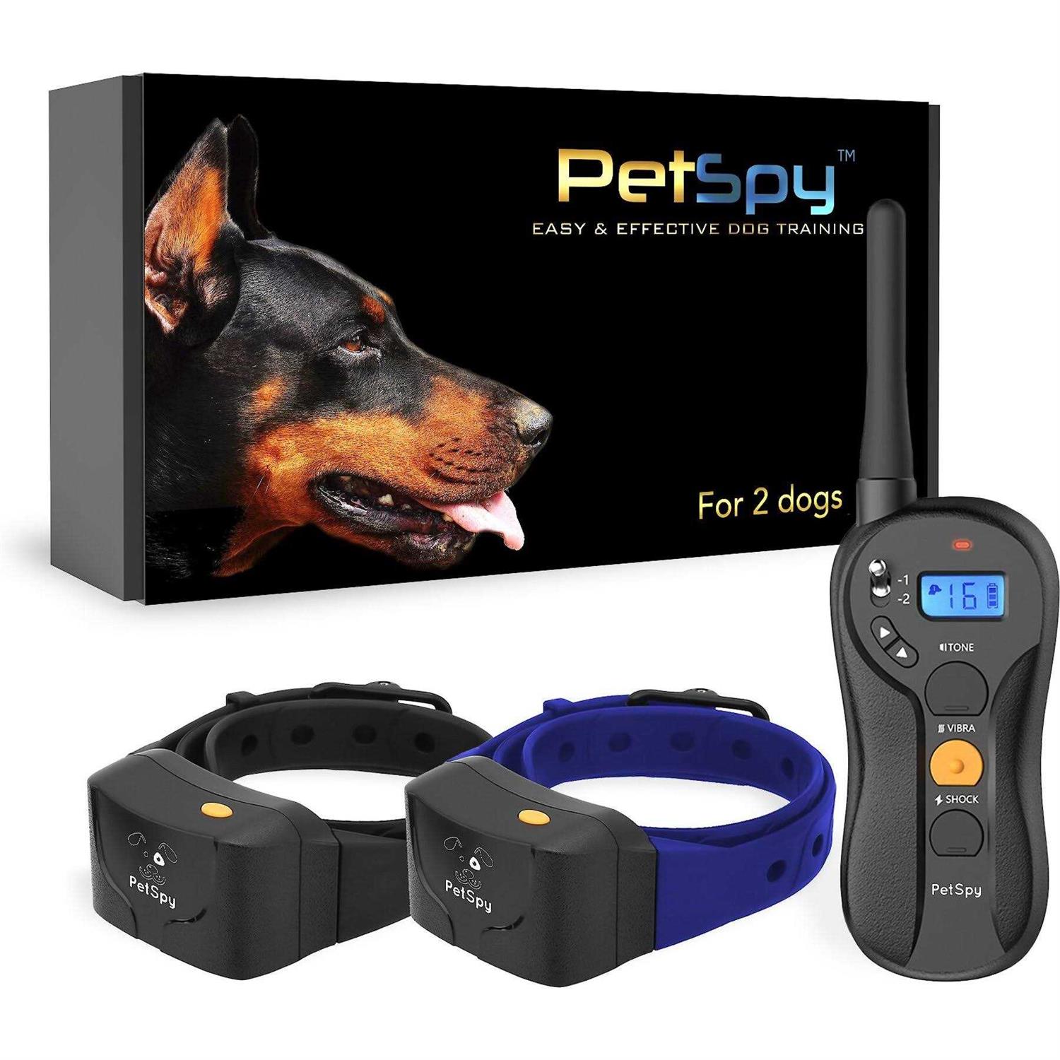 PetSpy P620B Dog Training Shock Collar for 2 Dogs with Vibration Electric Shock