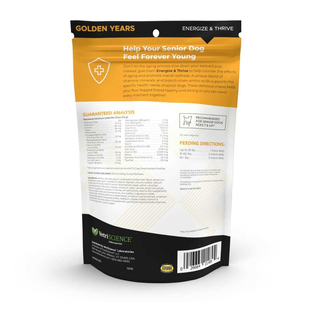 VetriScience Golden Years Energize and Thrive Multivitamin for Senior Dogs