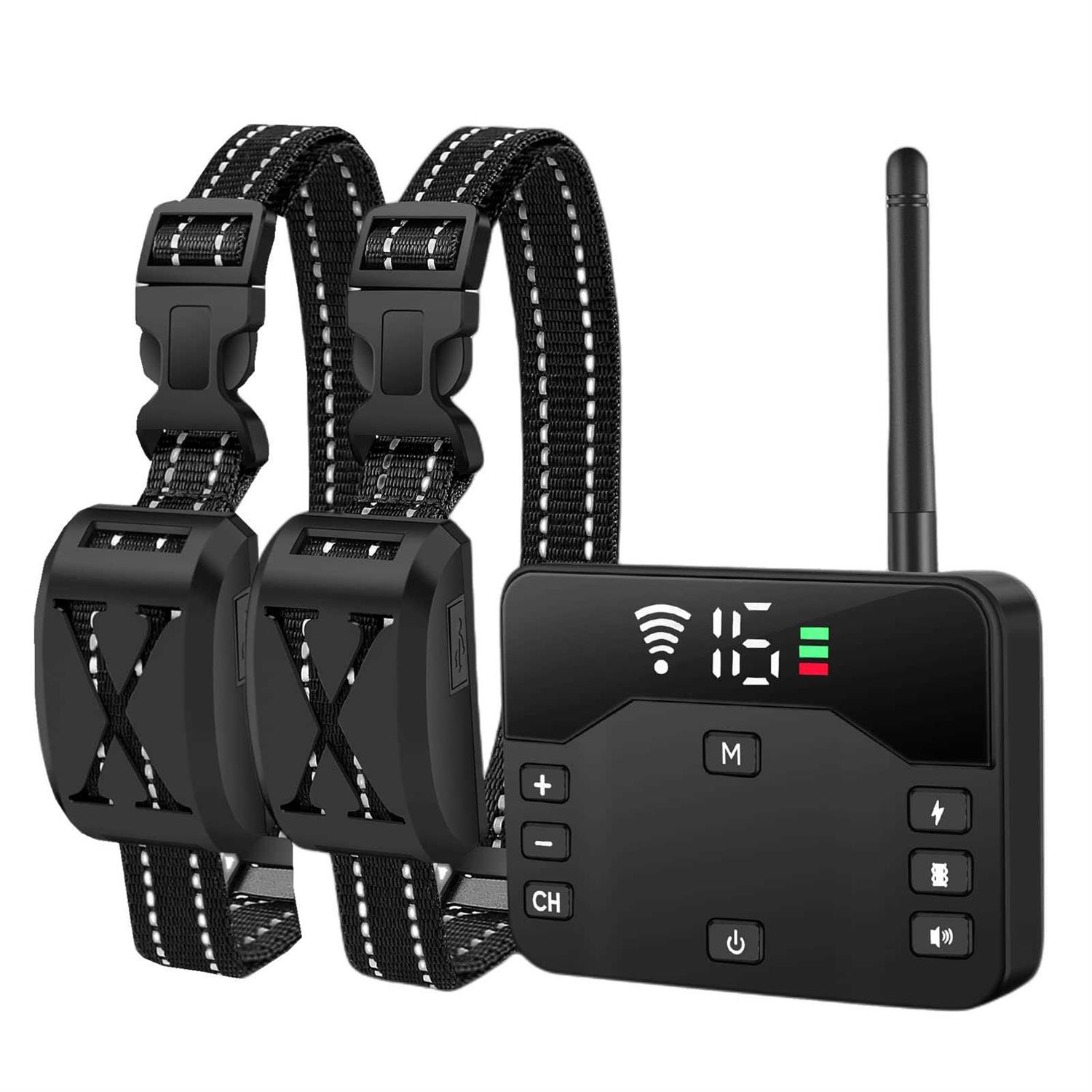 BHCEY Wireless Dog Fence 2023 Electric Fence for 2 Dogs Shocks Training collar Remote 2-in-1Wireless Pet containment System with Adjus