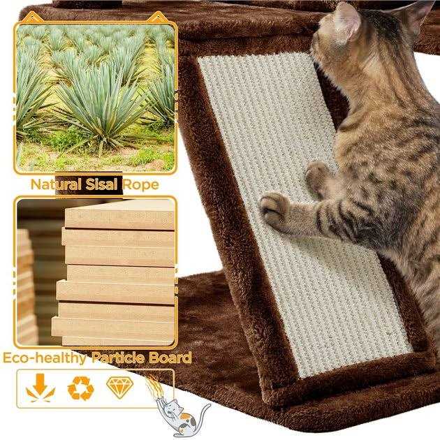 Yaheetech 57-in Plush Cat Tree & Condo