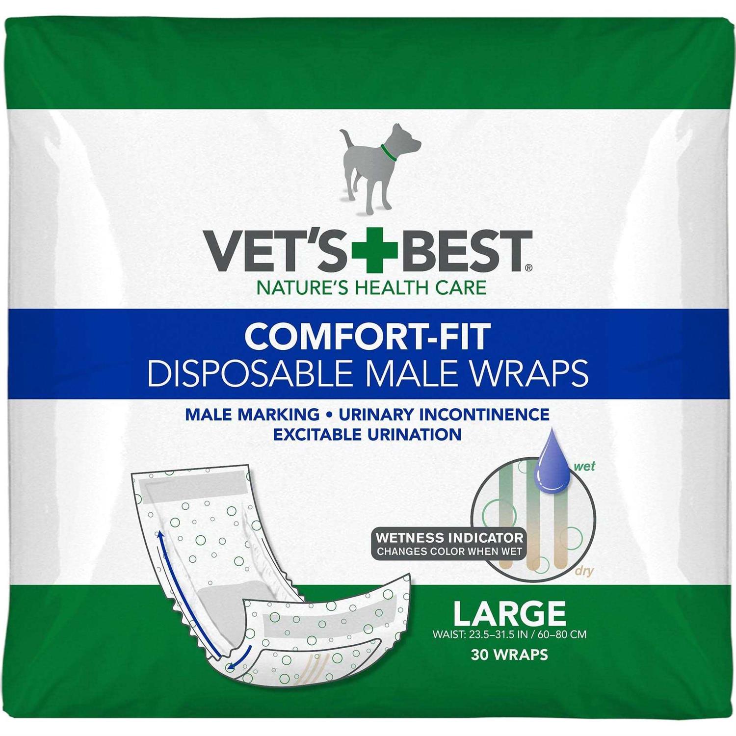 Vet’s Best Comfort-Fit Disposable Male Dog Wraps