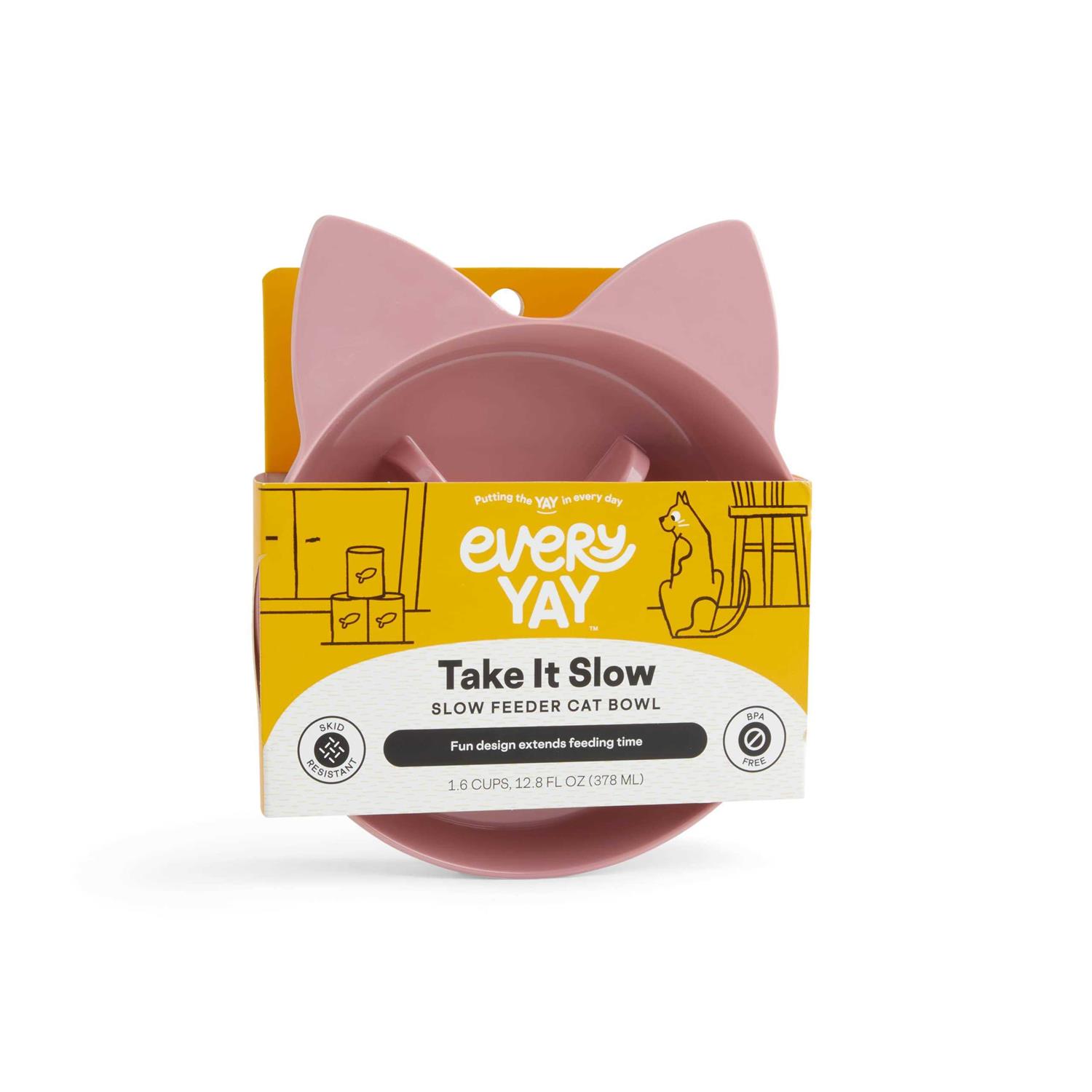 EveryYay Take It Slow Mauve Slow Feeder Cat Bowl