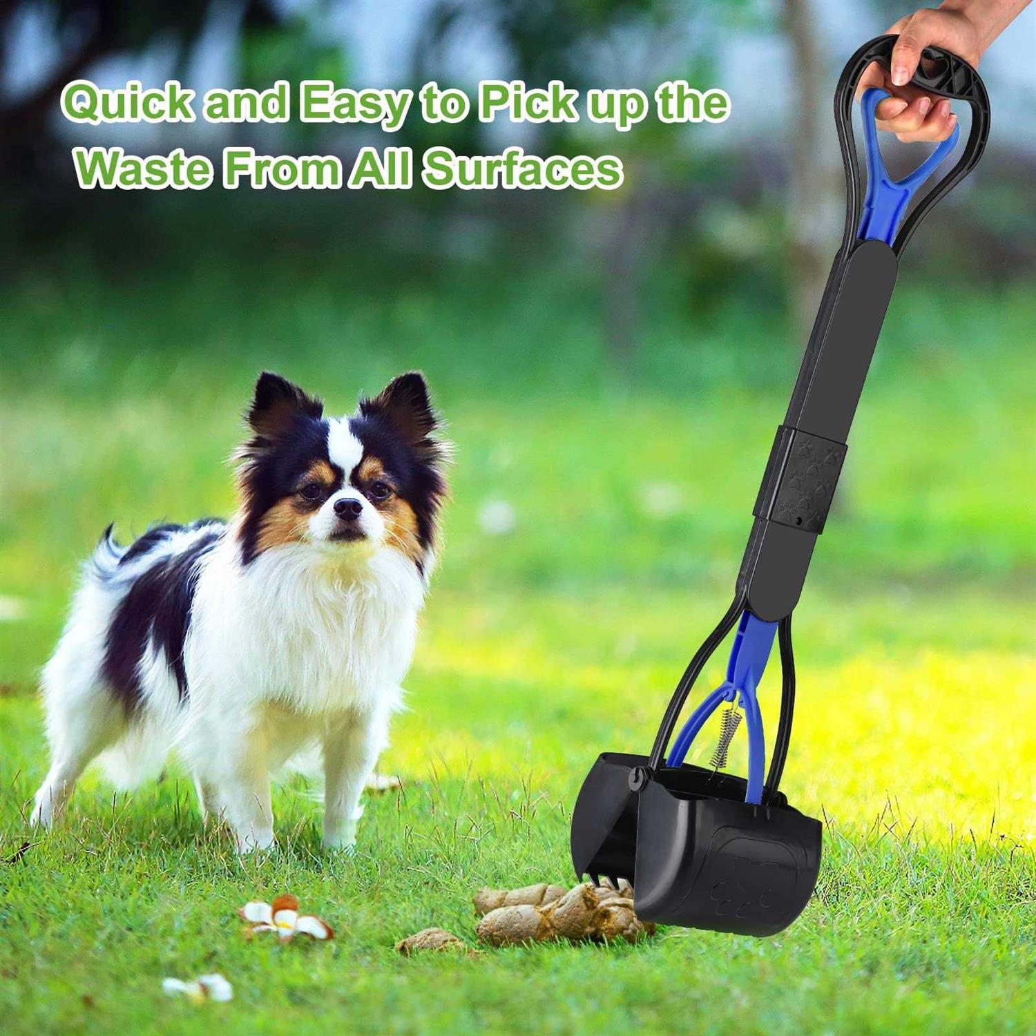 Sunkoon 28inch Non-Breakable Pooper Scooper for Dogs Long Handle Foldable Portable Dog Scooper with High Strength Durable Spring