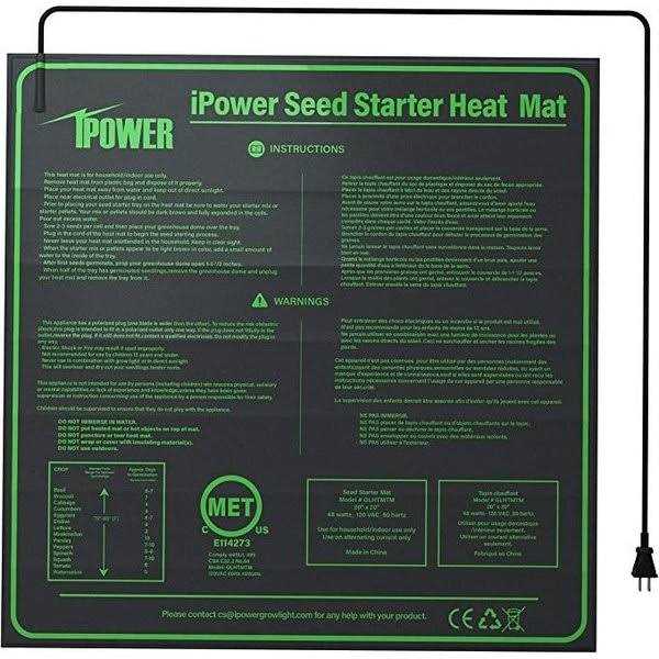 iPower GLHTMTS Durable Waterproof Seedling Heat Mat Warm Hydroponic Plant Germination Starting Pad