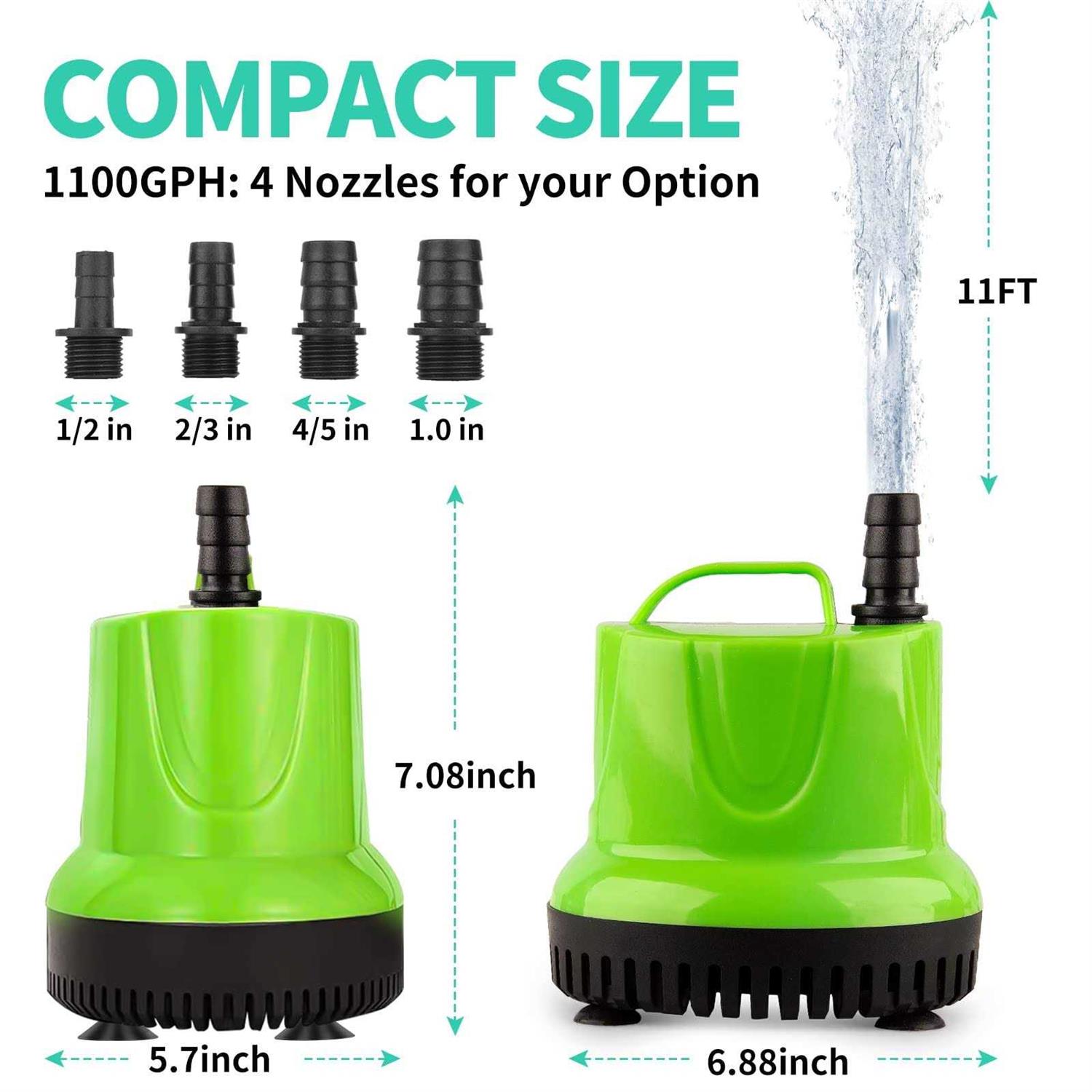 FREESEA GPH Submersible Water Pump for Pond Aquarium Hydroponics Fish Tank Fountain Waterfall