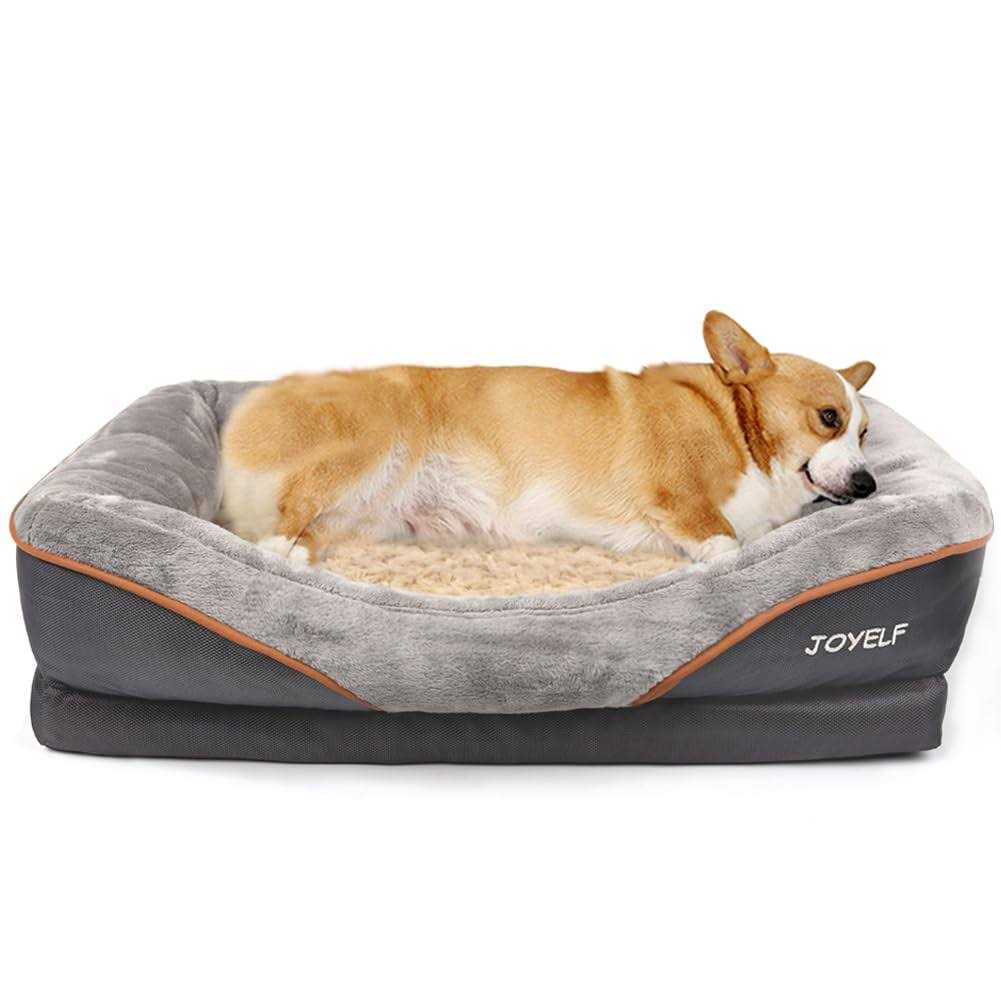 Joyelf Large Memory Foam Dog Bed, Orthopedic Dog Bed & Sofa with Removable Washable Cover and Squeaker Toy as Gift