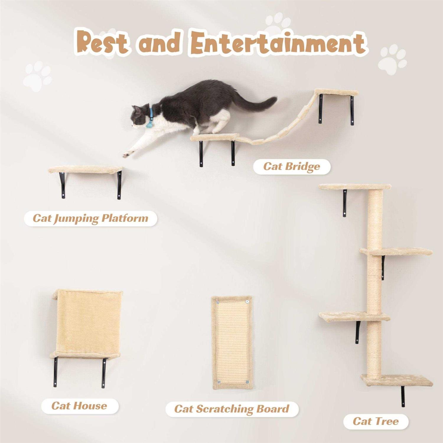 Coziwow Wall Mounted Shelves Set Cat Tree