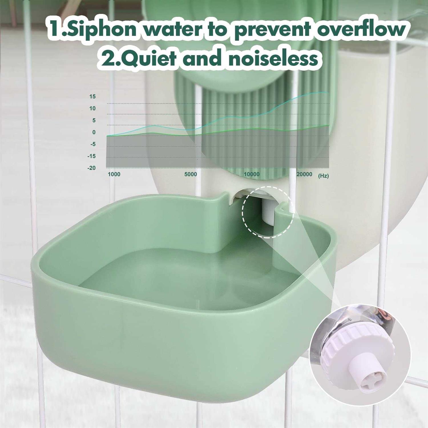 RUBYHOME 35oz Hanging Automatic Food Water Dispenser, Gravity Rabbit Feeder and Water Dispenser Set, Cage Cat Food and Water Dispenser Bowl