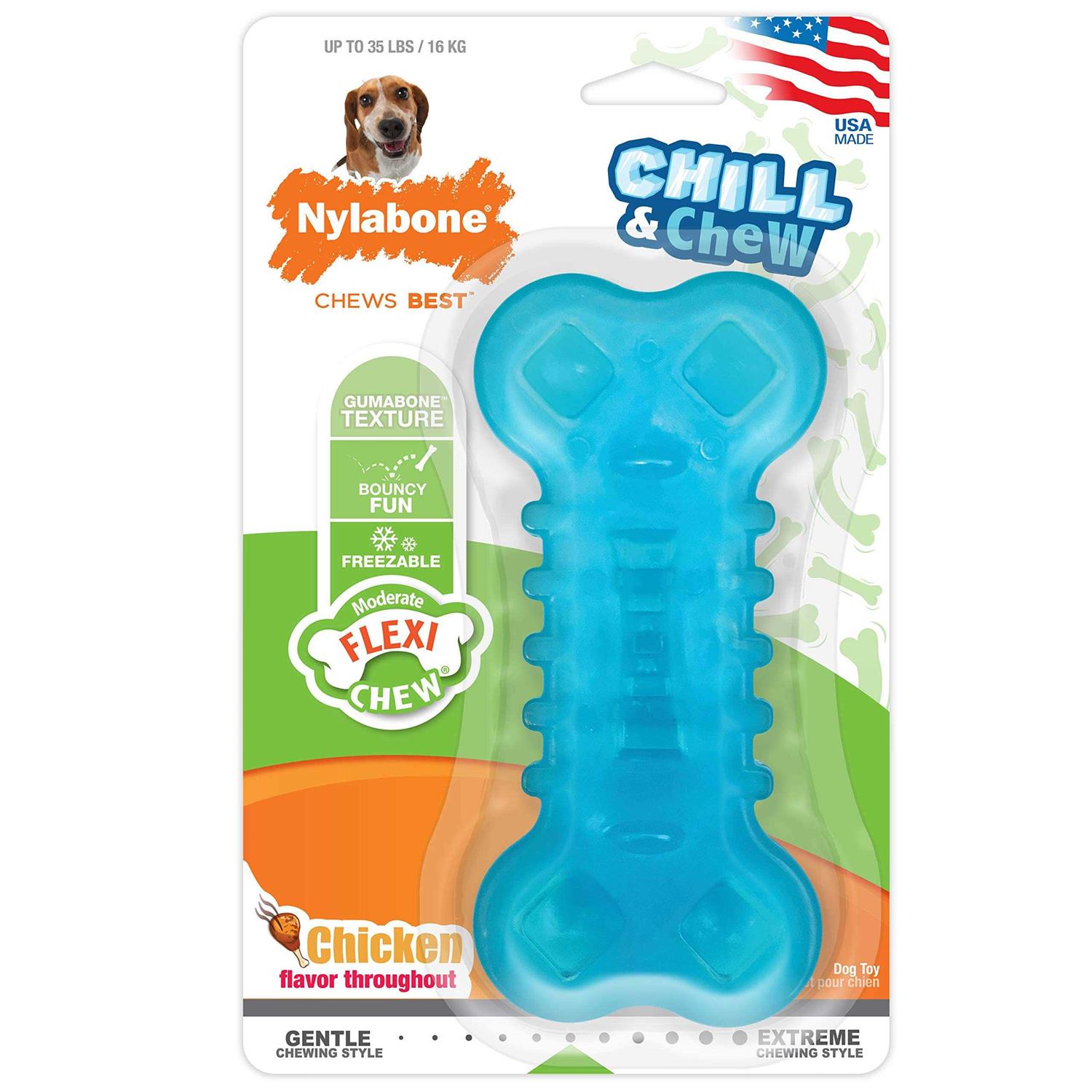 Nylabone Chill & Chew Freezer Chicken Flavored Dog Chew Toy, Medium