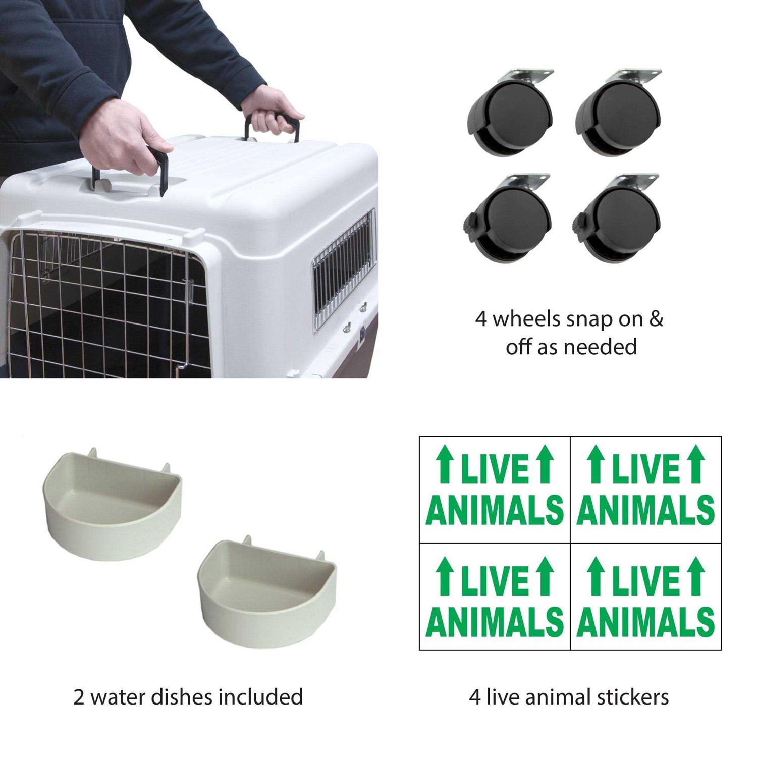 Sportpet Designs Plastic Kennels Rolling Plastic Wire Door Travel Dog Crate