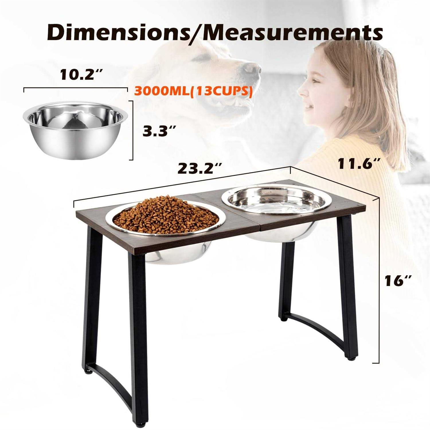 ADENGL Elevated Dog Bowls for X-Large and Large Dogs Raised Dog Bowl Stand with 2 X-Large Stainless Steel Bowls and Slow Feeder