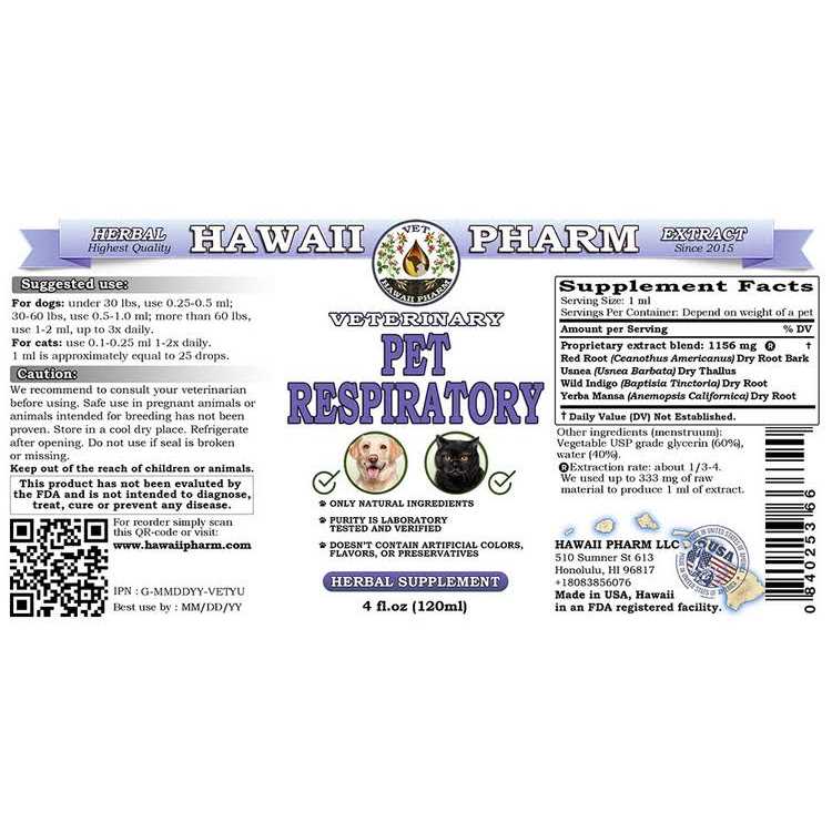 Pet Respiratory Veterinary Natural Alcohol-FREE Liquid Extract