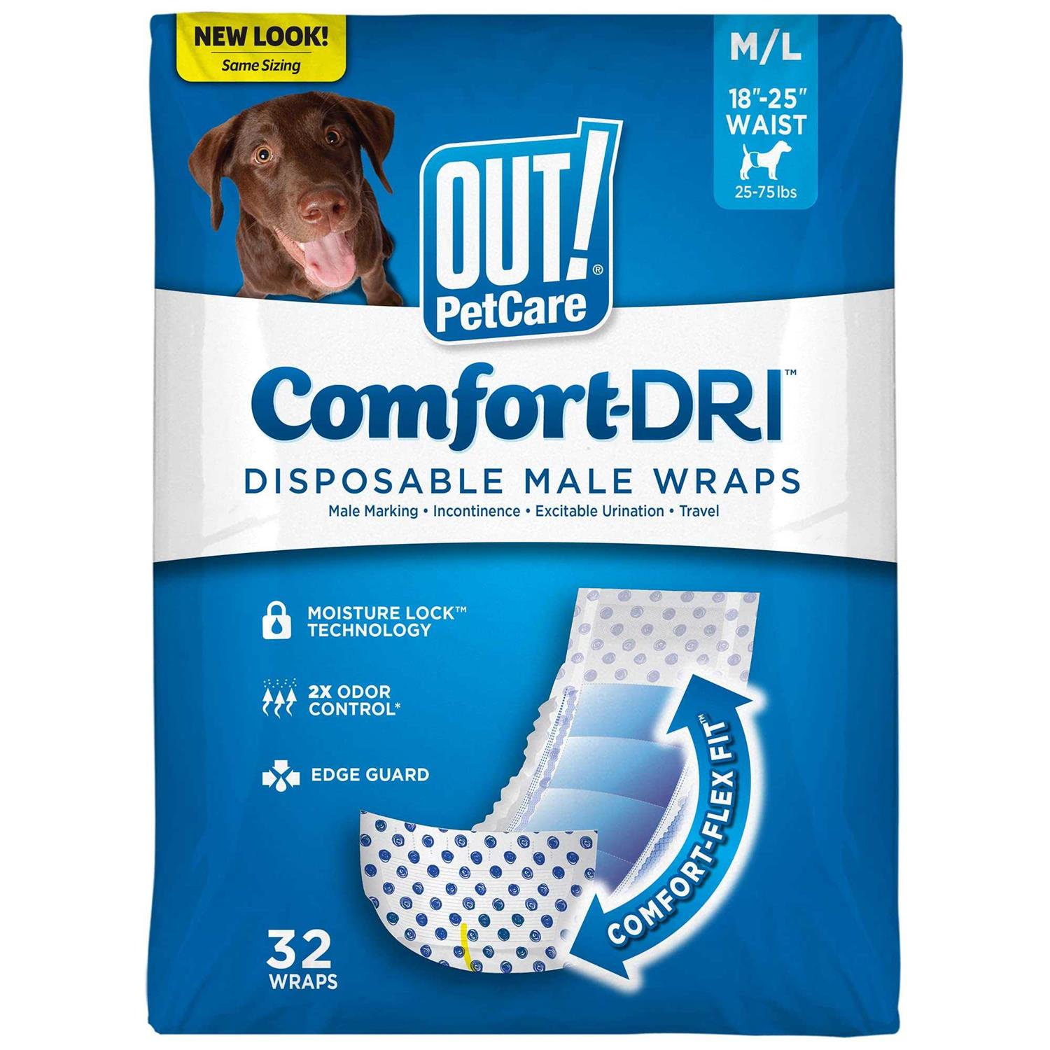 Out! Pet Care Disposable Male Dog Diapers Absorbent Male Wraps with Leak Proof Fit