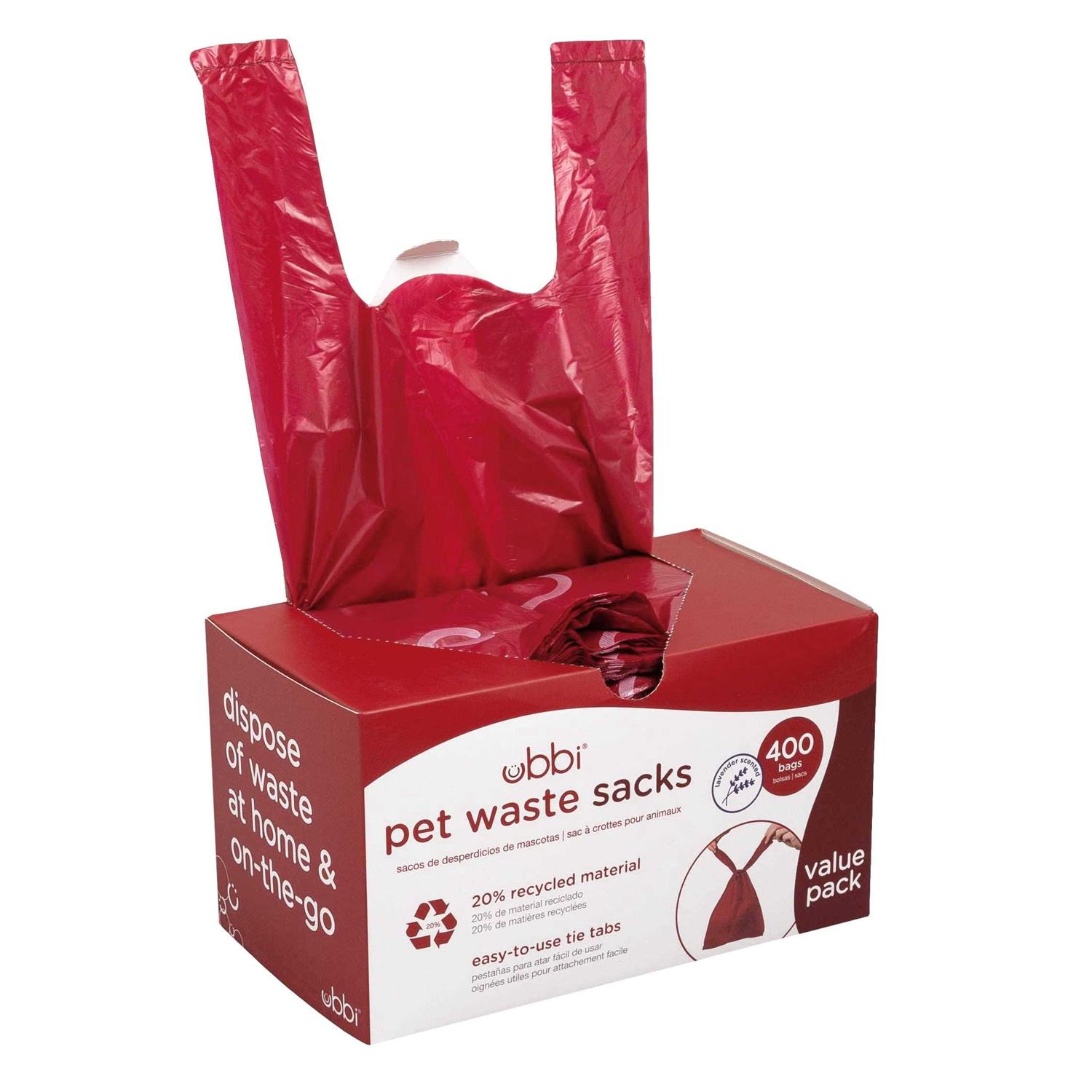 Ubbi Pet Waste Sacks, Lavender Scented Cat Litter Disposal Bags, Leak Proof and Easy Tie