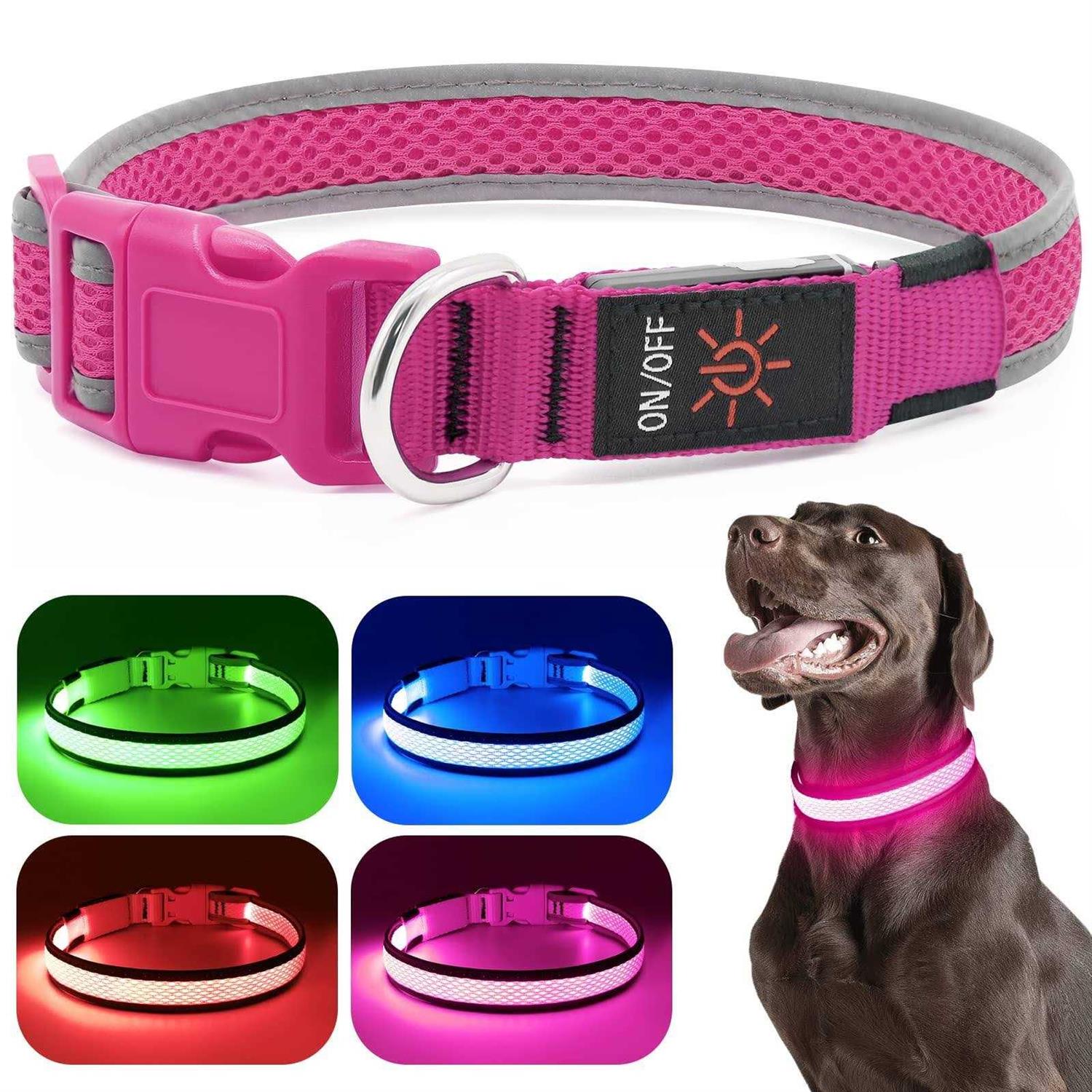 Flashseen LED Dog Collar USB Rechargeable Light Up Dog Collar Lights