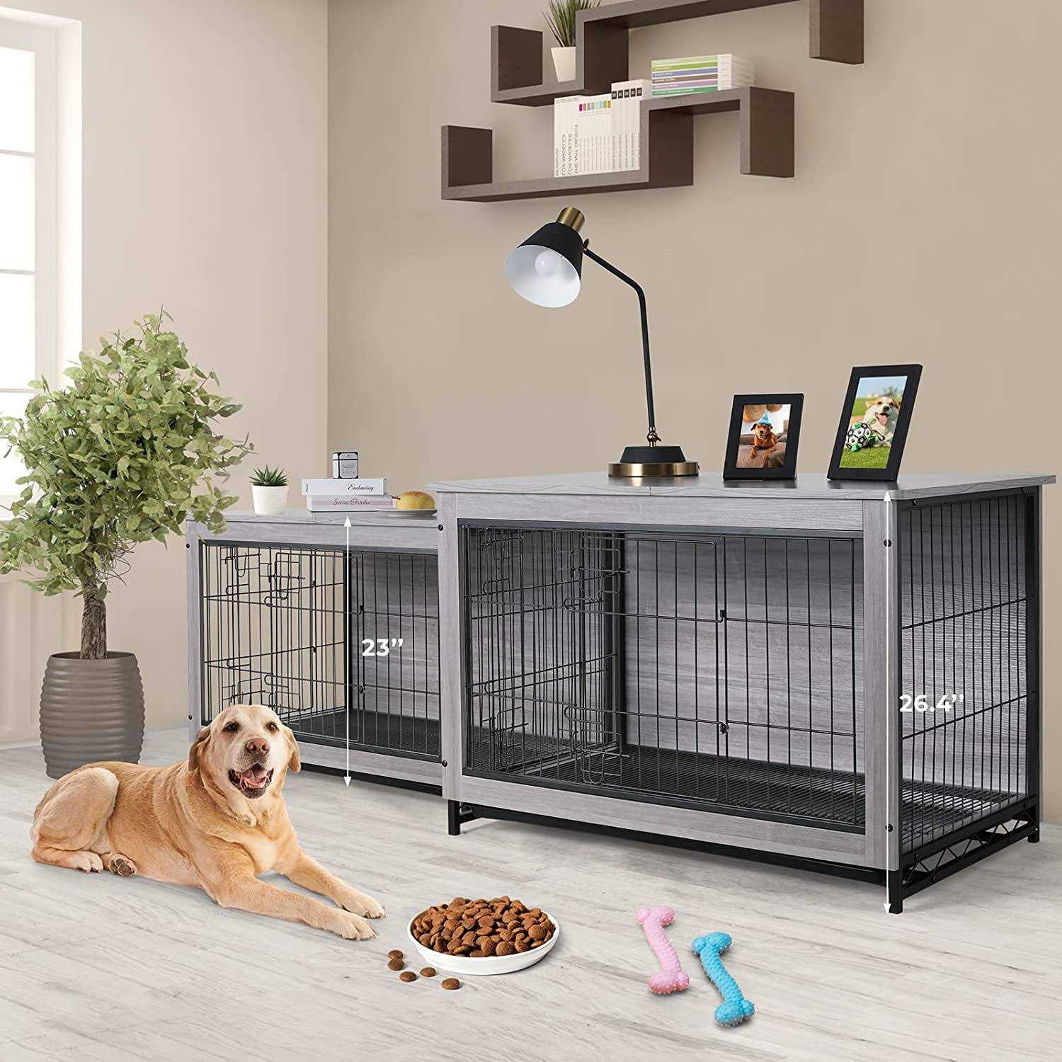 Arlopu Dog Crate Furniture Wooden End Table Indoor Dog Kennel
