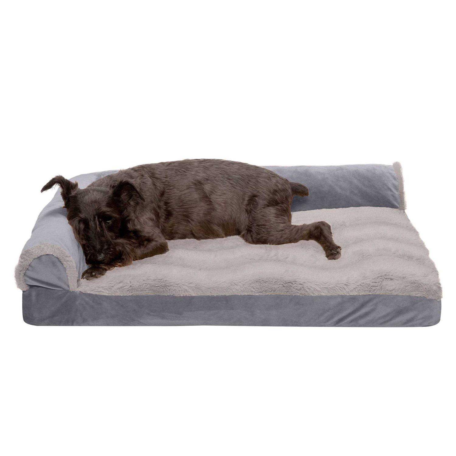 FurHaven Wave Fur & Velvet Deluxe Chaise Lounge Dog Bed