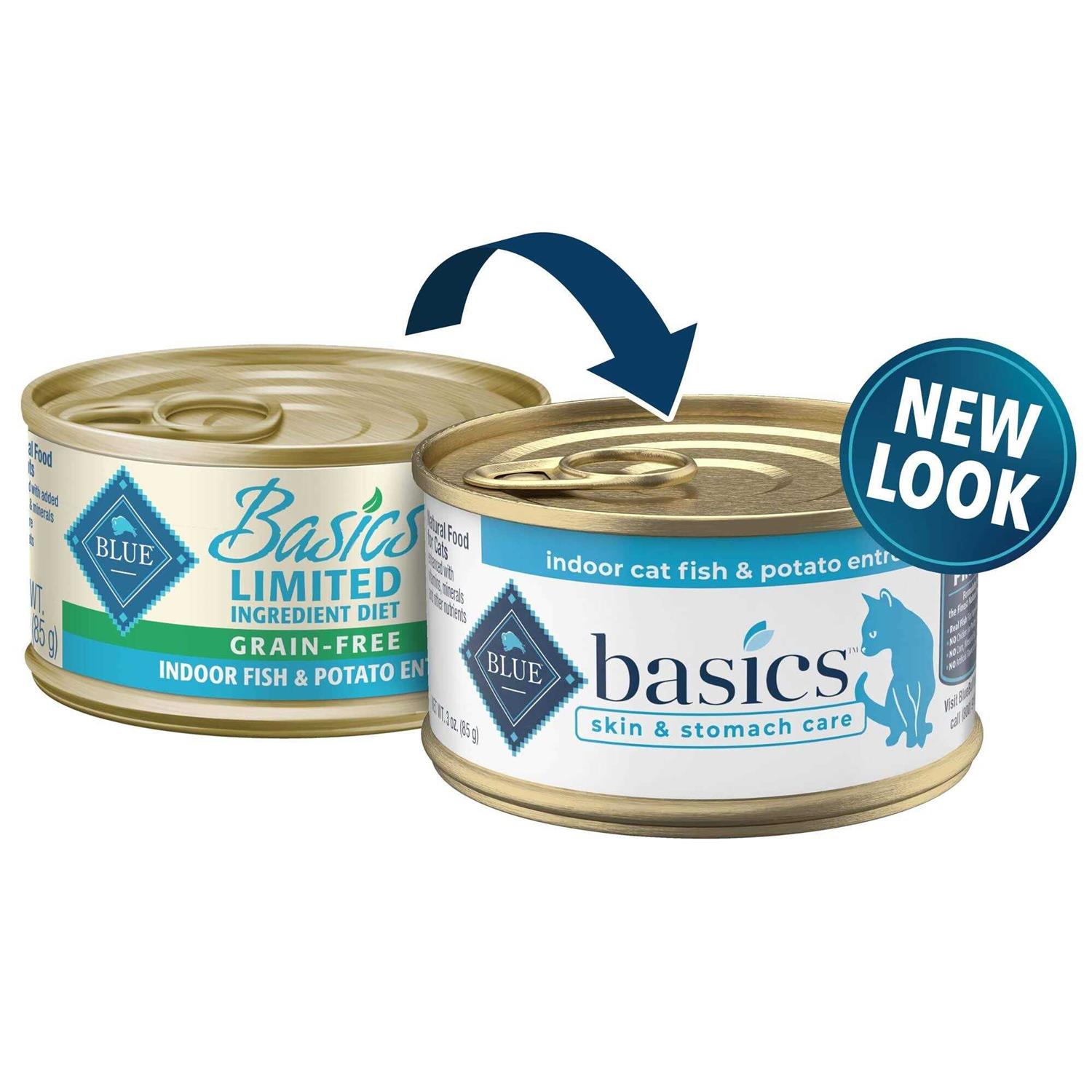Blue Buffalo Basics Grain Free Indoor Fish and Potato Entree Canned Cat Food 3-oz