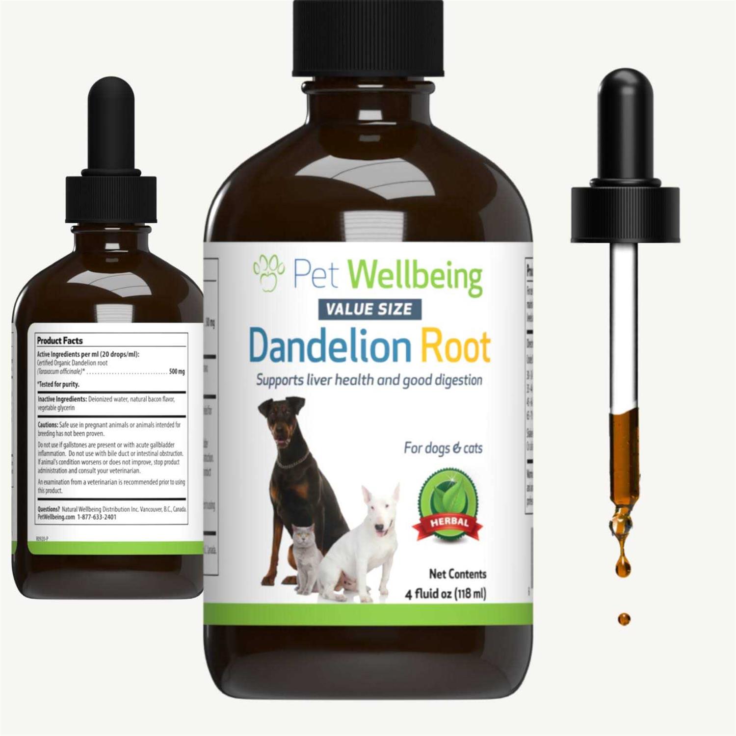 Pet Wellbeing Dandelion Root Bacon Flavored Liquid Digestive & Liver Supplement for Cats & Dogs