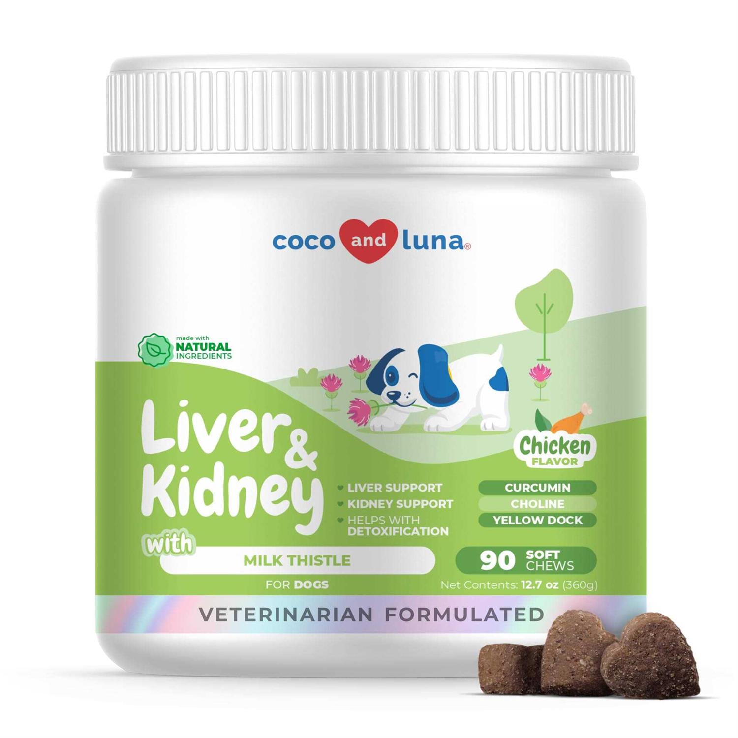 Coco and Luna Milk Thistle for Dogs 90 Soft Chews Liver and Kidney Support for Dogs
