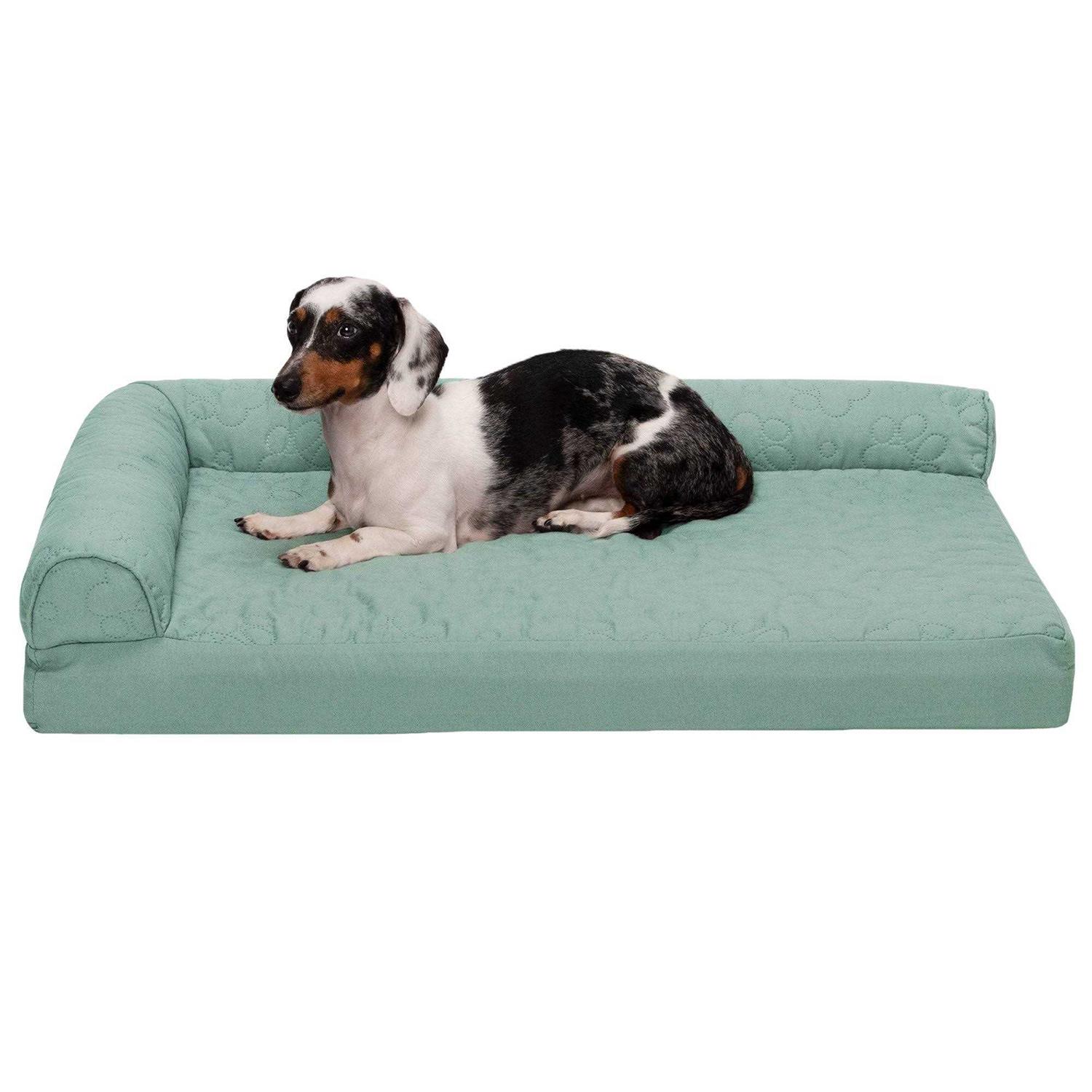 FurHaven Paw-Quilted Deluxe L-Chaise Dog Bed