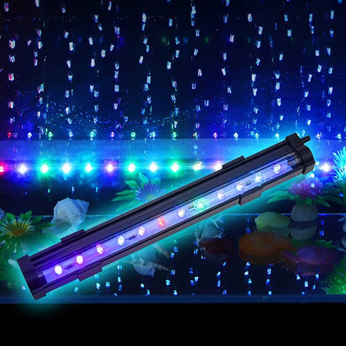 PULACO 2 Watt Aquarium Fish Tank Air Stone with Automatic Color Changing Led Light Pump
