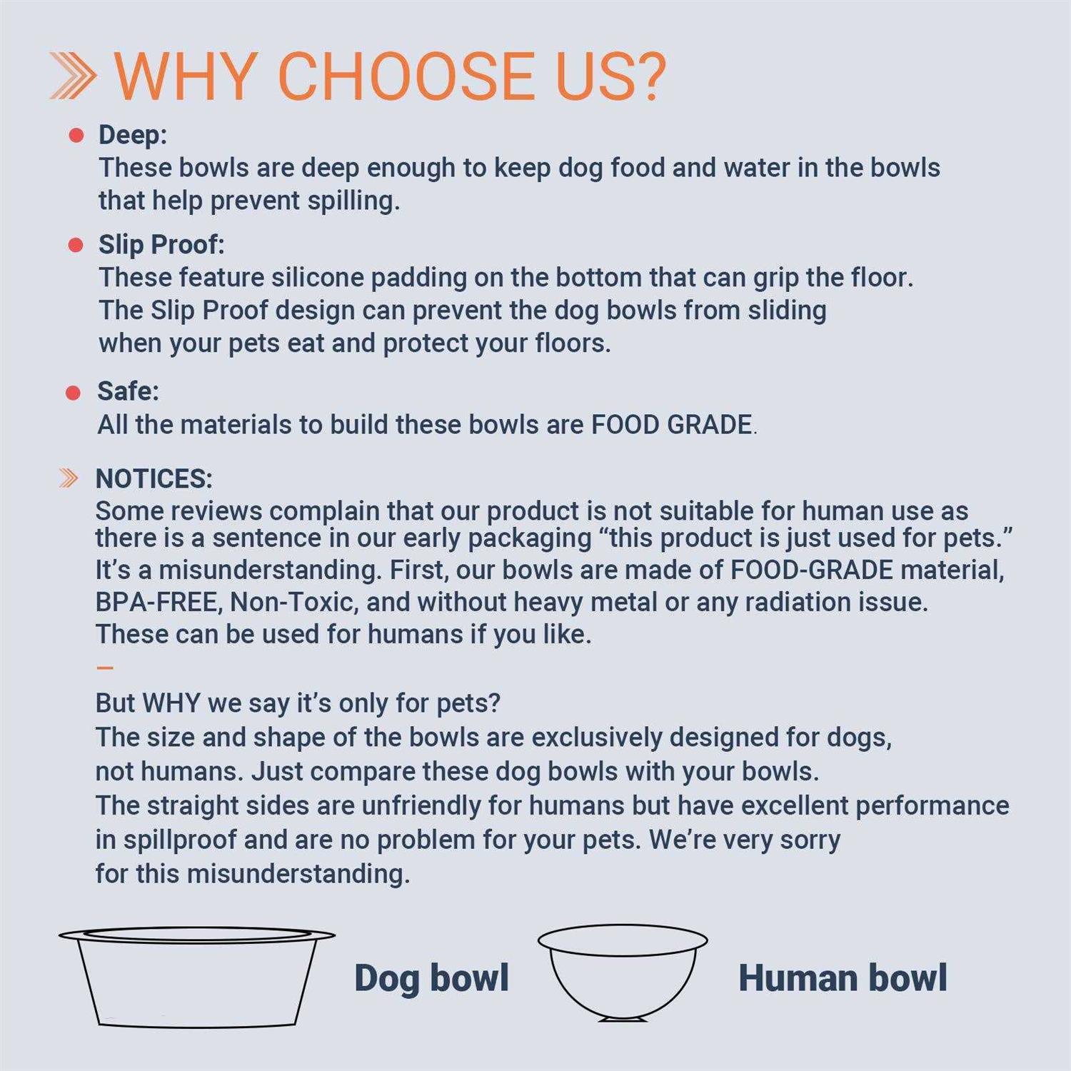 PEGGY11 Deep Stainless Steel Anti-Slip Dog Bowls