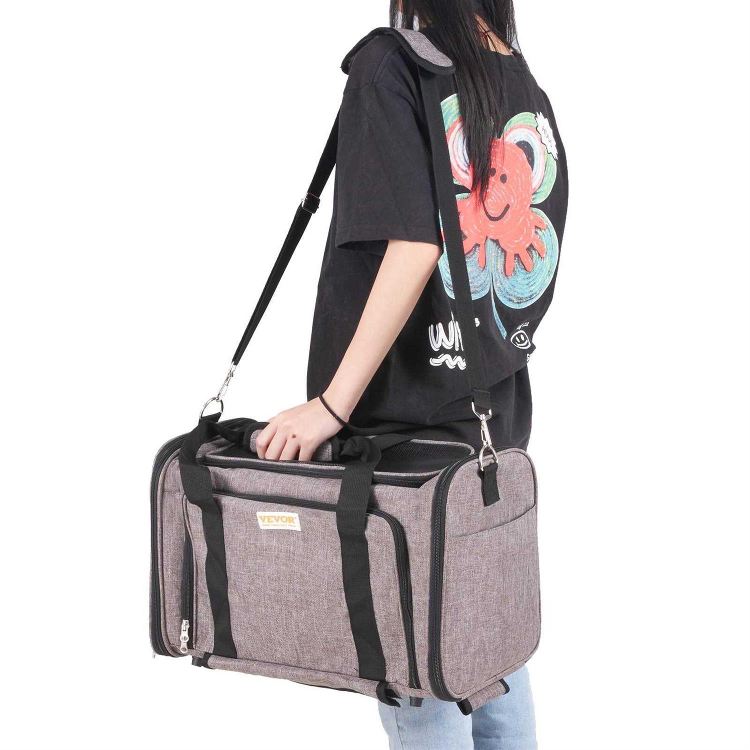 VEVOR Cat Carrier with Wheels, Airline Approved Rolling Pet Carrier with Telescopic Handle and Shoulder Strap