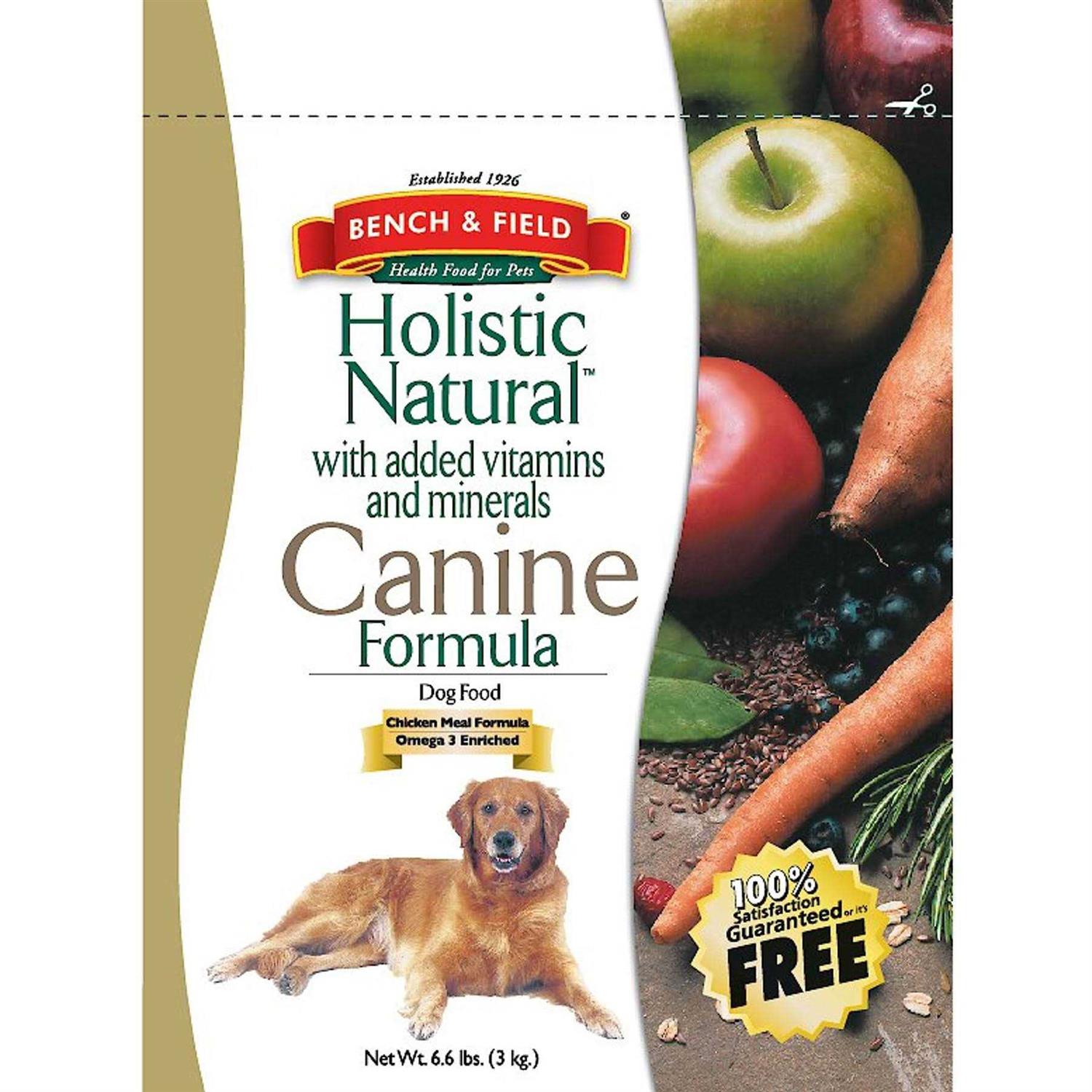 Bench & Field Holistic Natural Adult Dry Dog Food, Chicken Meal and Brown Rice Recipe 6.6 lb Bag