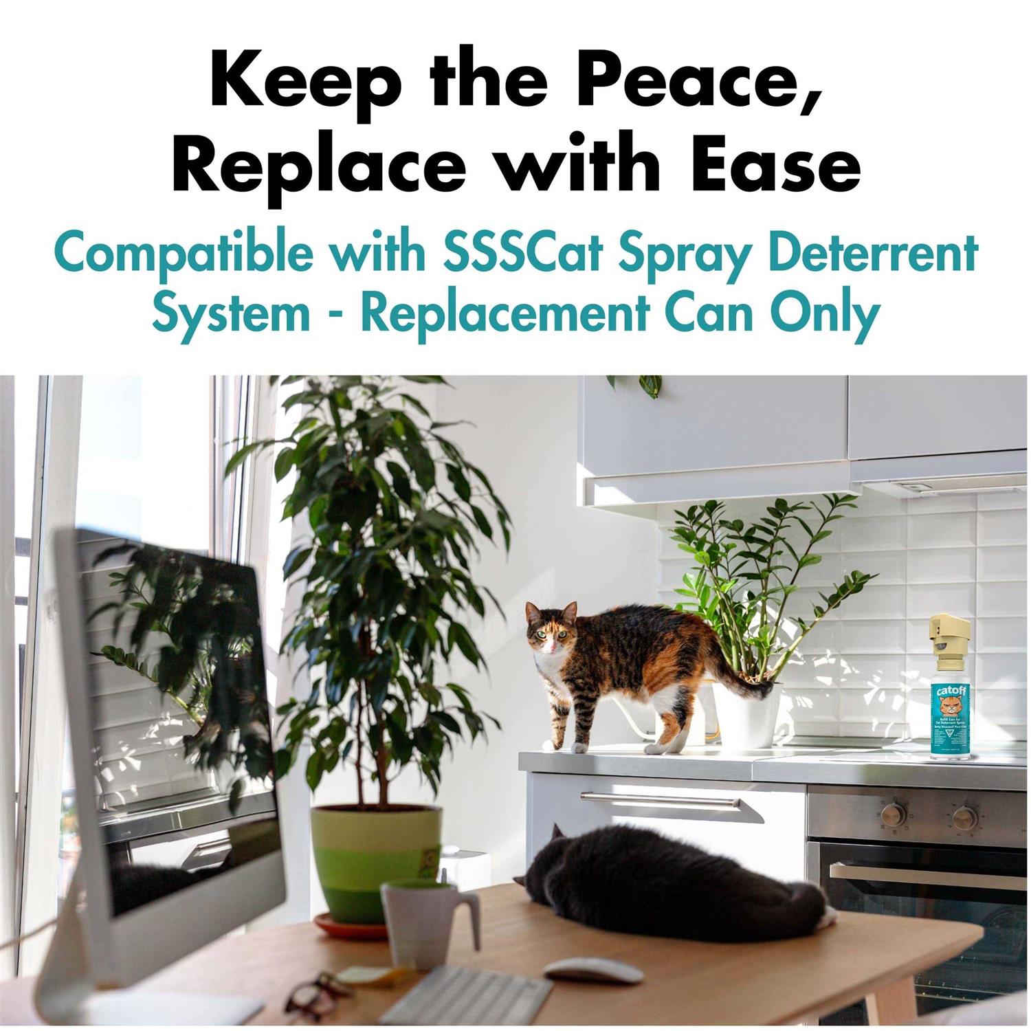 CatOFF Pack Refill Compatible with SSSCAT Indoor Cat Deterrent Spray System
