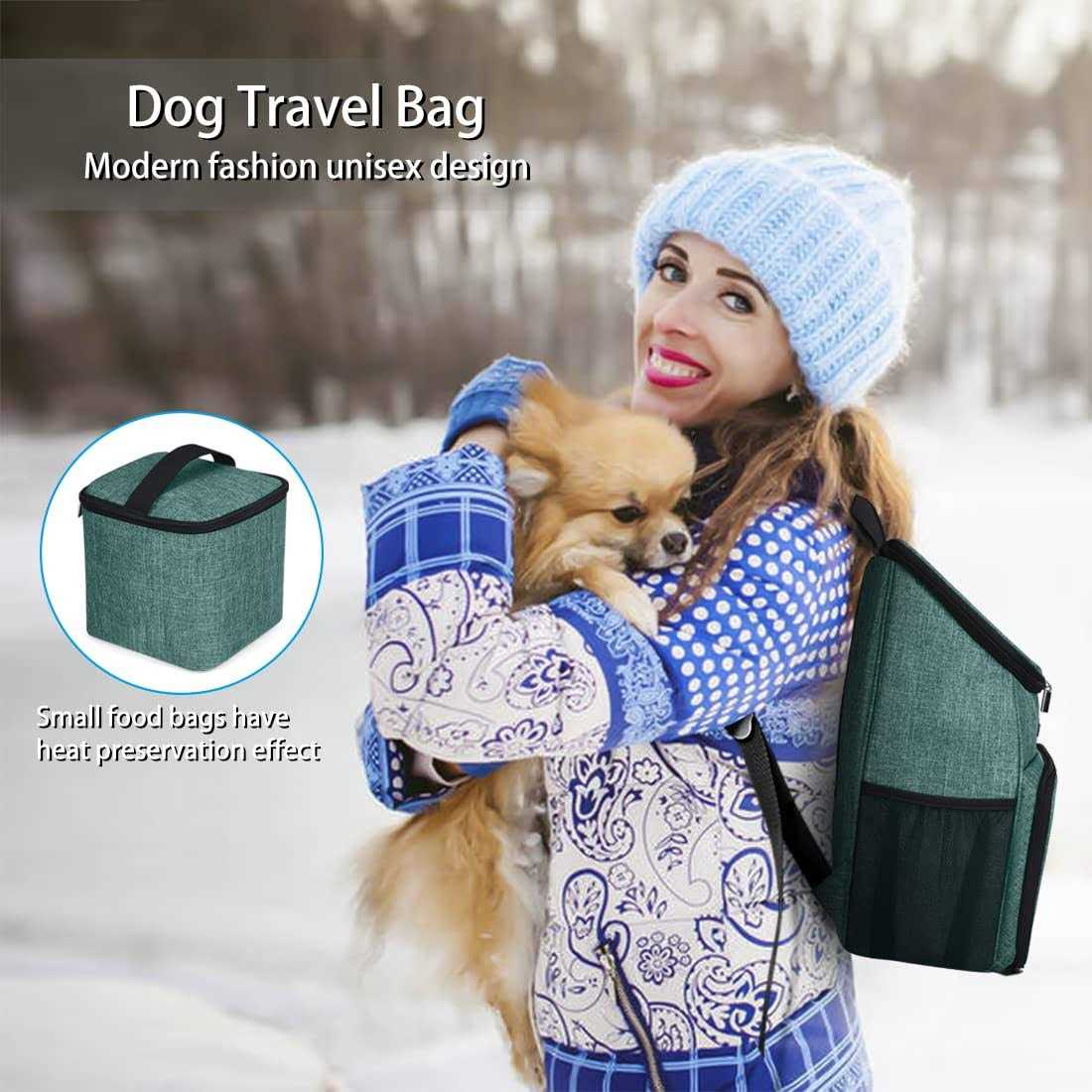 baglher Dog Travel Bag,Airline Approved Pet Supplies Backpack,Dog Travel Backpack with 2 Silicone Collapsible Bowls and 2 Food Baskets