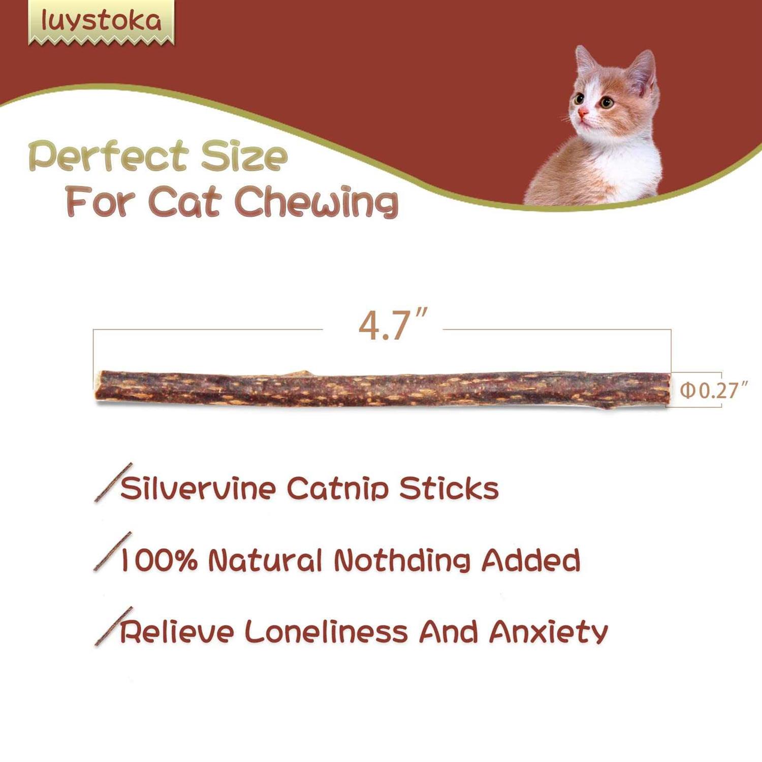 Luystoka 30pcs Kitten Toys Catnip Toys Matatabi Silvervine Sticks Kitty Chew Toys Wooden Stick Kitten Teething Toys Molar Suitable for Cats of All