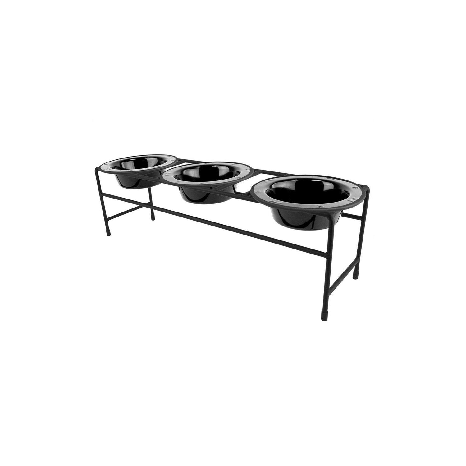 Platinum Pets Triple Diner Feeder With Stainless Steel Dog Bowls