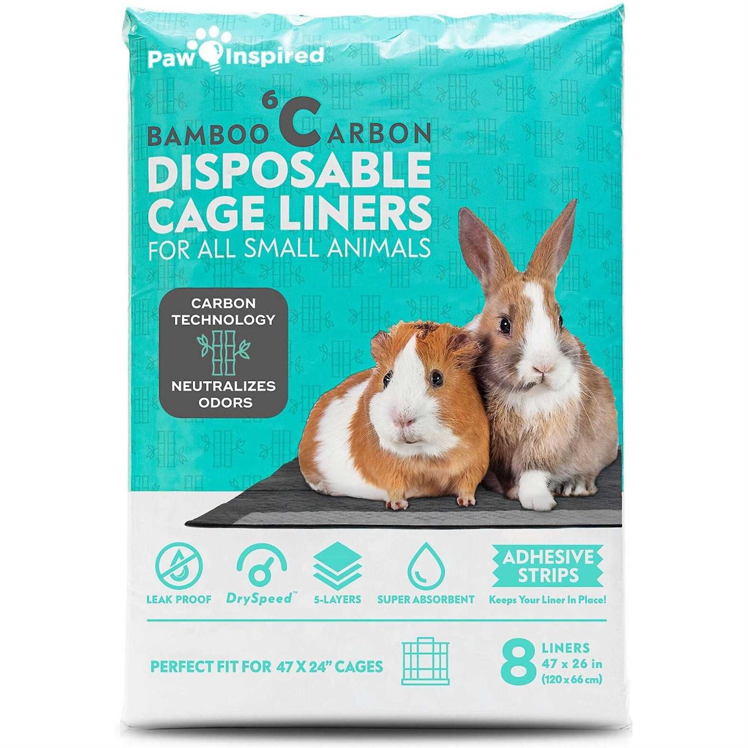 Paw Inspired Disposable Guinea Pig Cage Liners Bamboo Charcoal Odor Controlling