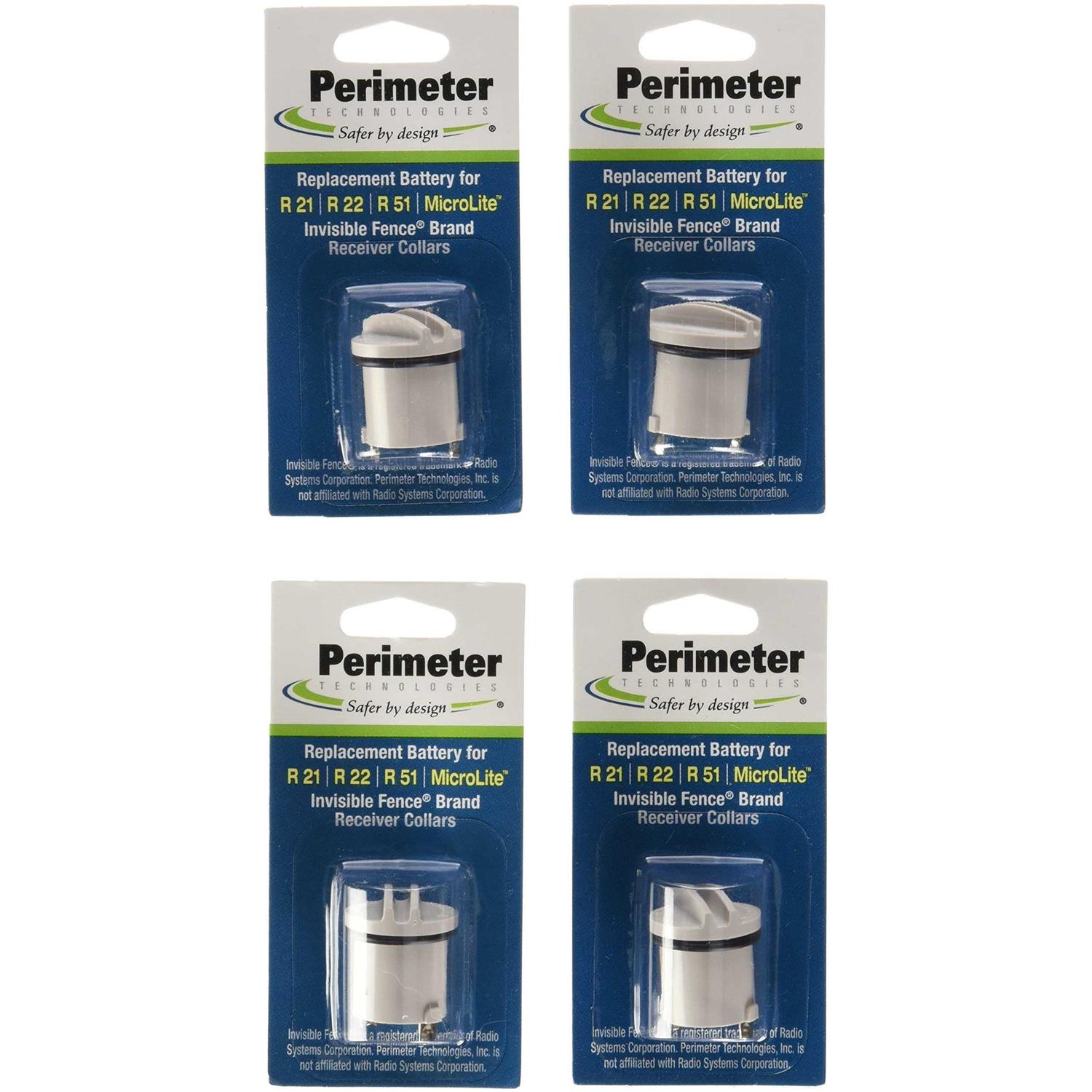 Perimeter Technologies Four Pack Dog Fence Batteries for Invisible Fence R21 or R51 Receiver Collars