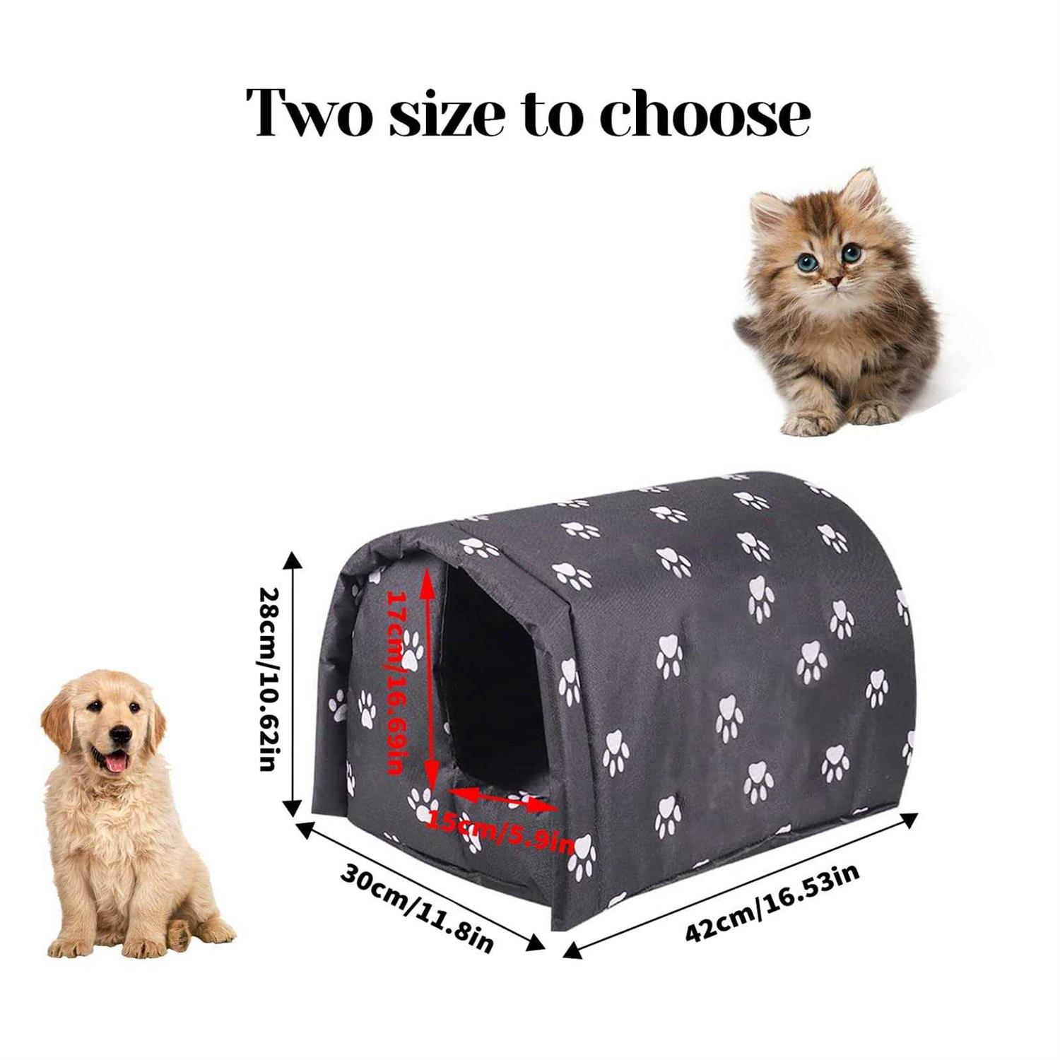 Outdoor Feral Cat House for Winter Weatherproof Waterproof Rainproof Foldable Cotton Filled Thicken Stray Feral Cats Dogs Tent Shelter Home Keep