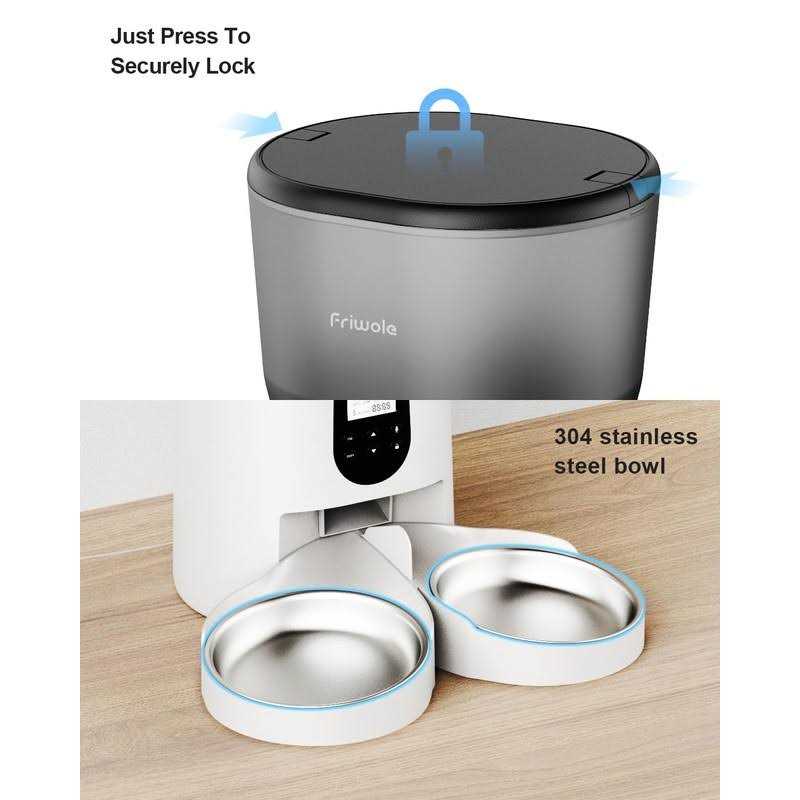 FRIWOLE Automatic Cat Feeders for Two Cats FRIWOLE 6L Automatic Cat Food Dispenser with Double Bowls