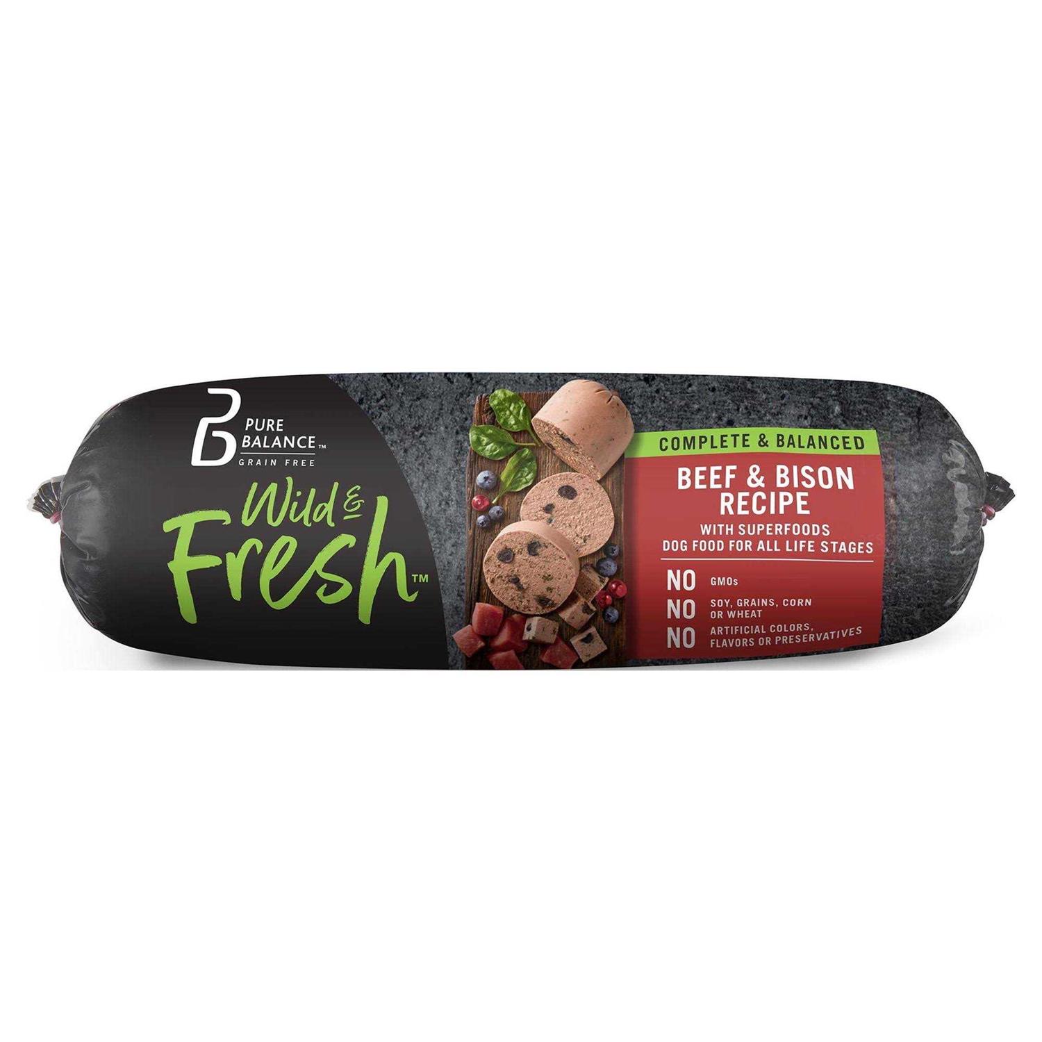 Pure Balance Wild & Fresh Dog Food Beef & Bison Recipe Rolled Chub