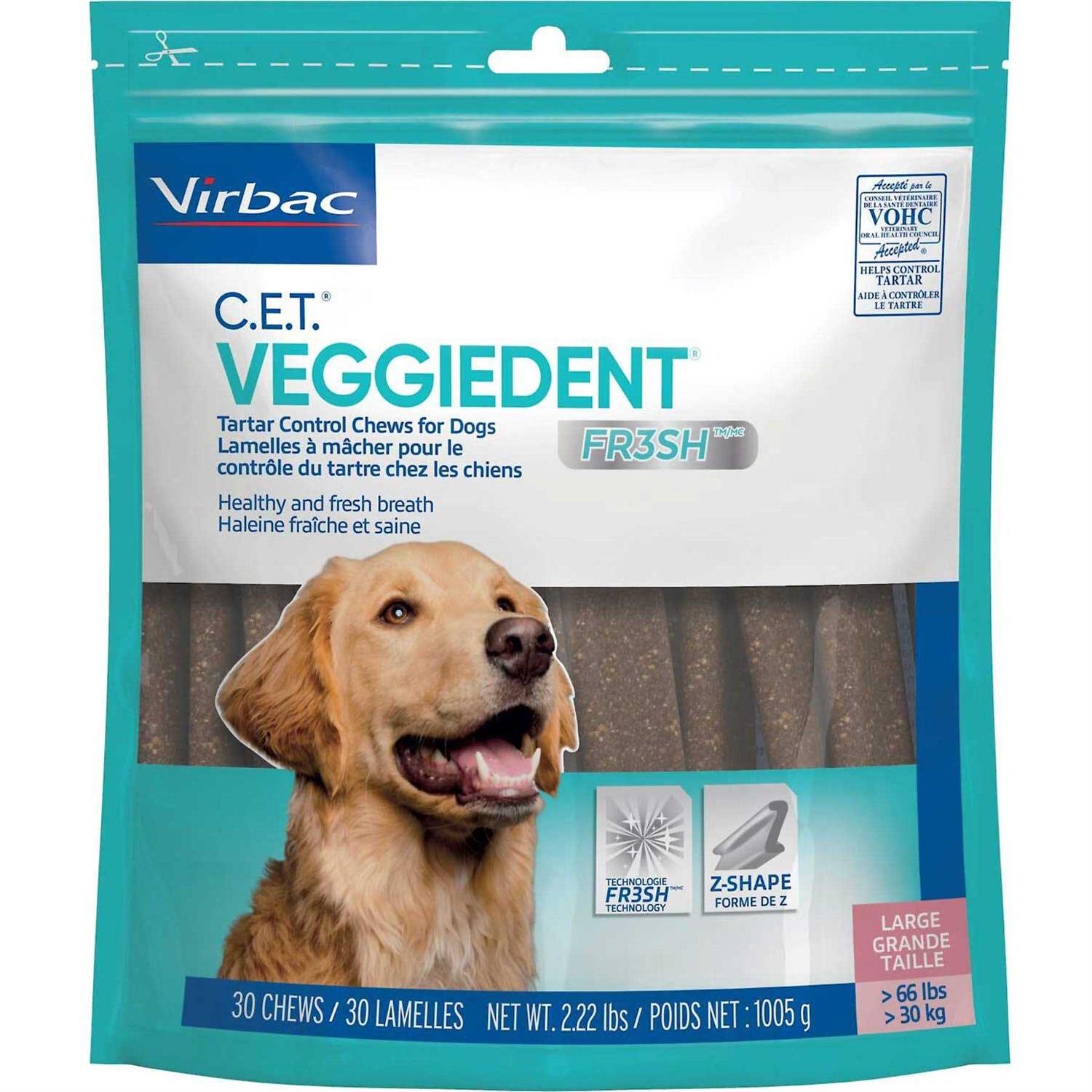 Virbac C.E.T. VeggieDent FR3SH Tartar Control Chews for Dogs