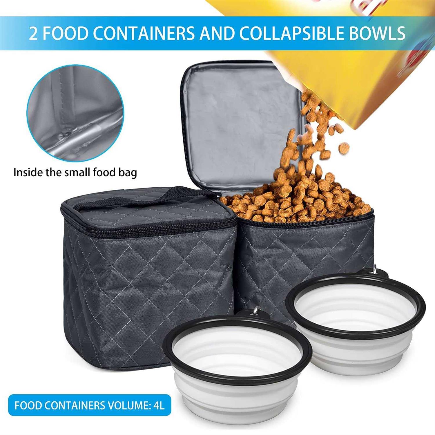baglher Dog Travel Bag,Airline Approved Pet Supplies Backpack,Dog Travel Backpack with 2 Silicone Collapsible Bowls and 2 Food Baskets