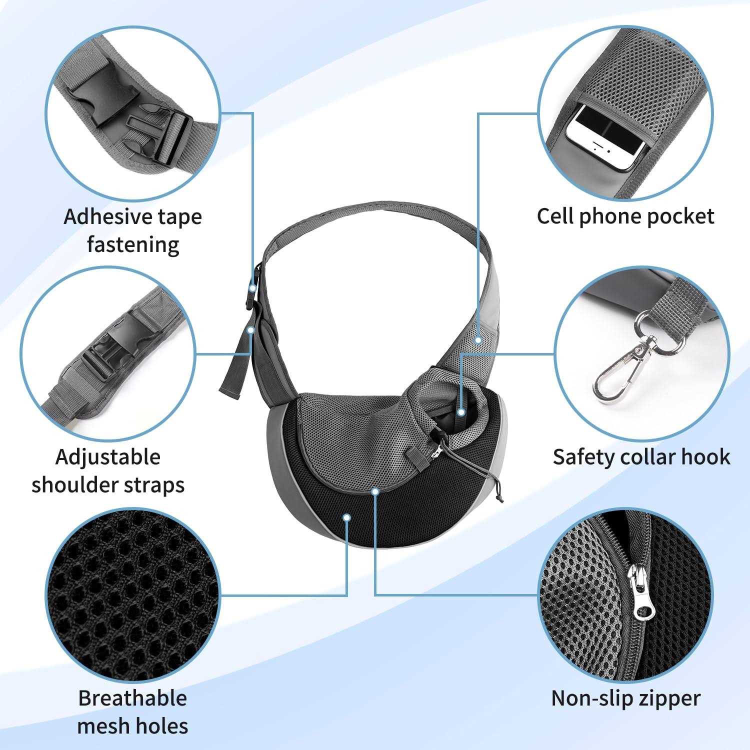 Yudodo Pet Dog Sling Carrier Breathable Mesh Travel Safe Sling Bag Carrier for Dogs Cats