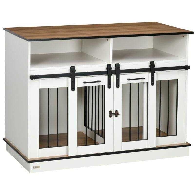 PawHut Dog Crate Furniture for Large Dogs Double Dog Kennel for Small Dogs with Shelves