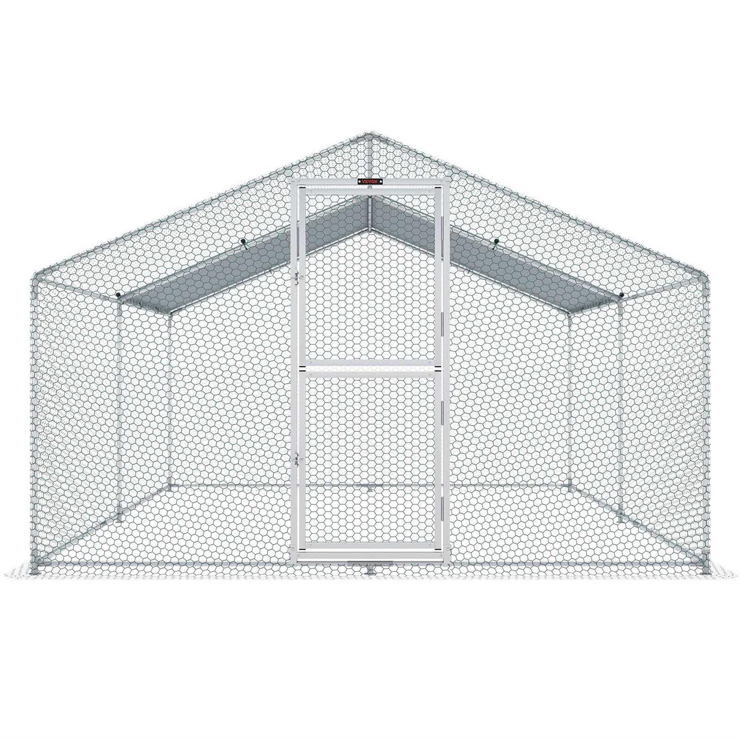 VEVOR Large Metal Chicken Coop with Run Walkin Chicken Coop for Yard with Waterproof Cover