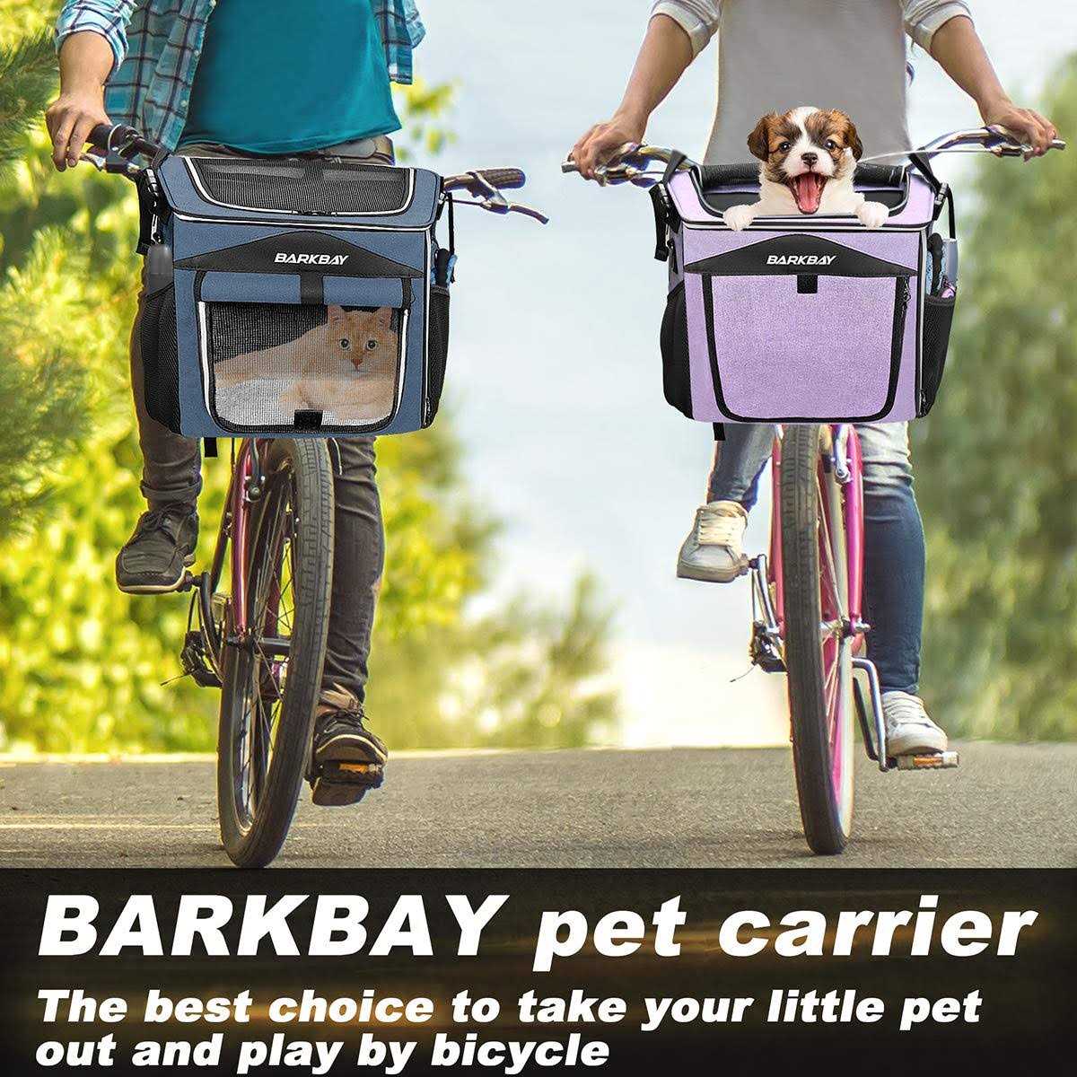 BARKBAY Dog Bike Basket Carrier Expandable Foldable Soft-Sided Dog Carrier
