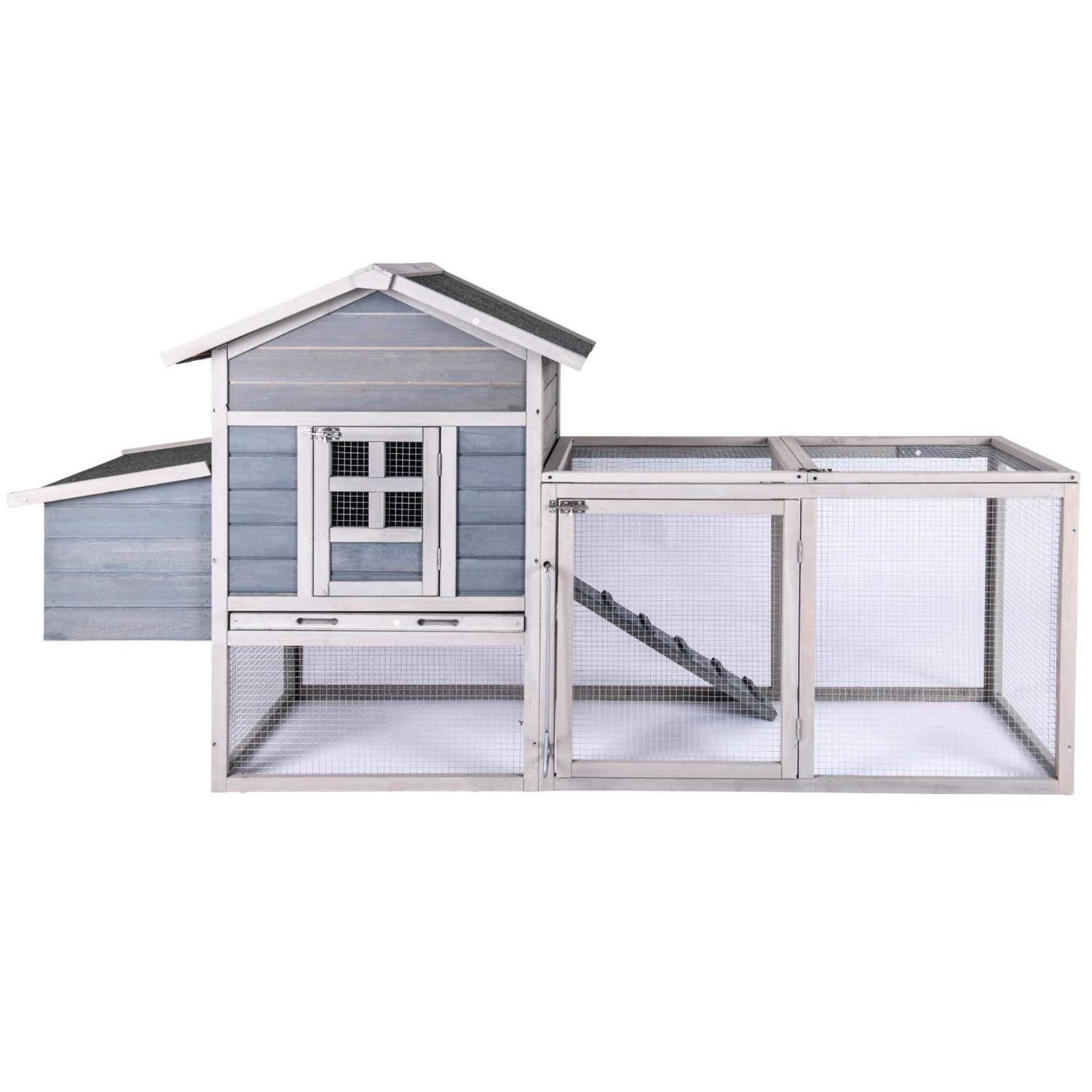 Ecolinear Chicken Coop for 2-4 Chickens House 80 Outoor Wooden Run Cage with Ramps