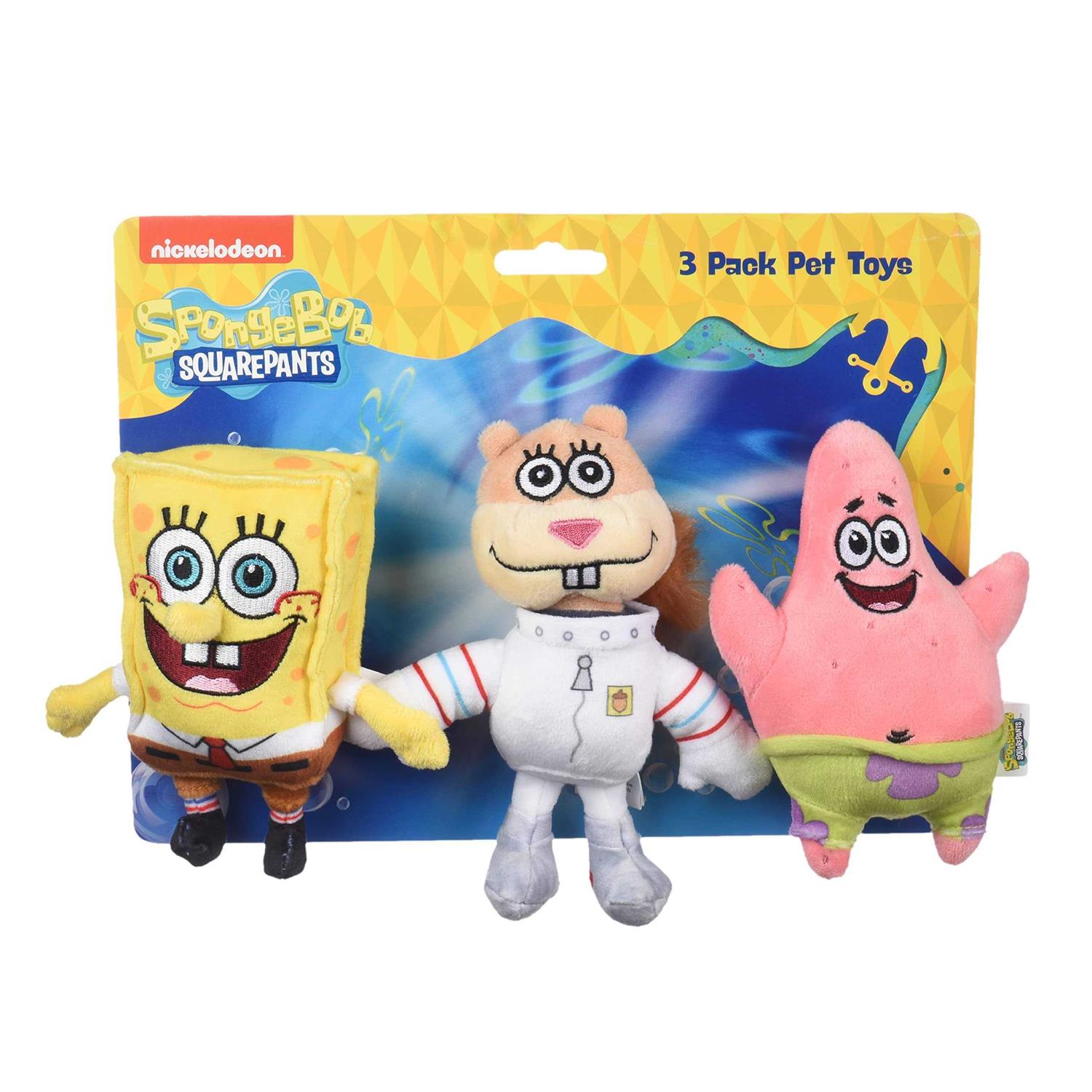 Nickelodeon Spongebob SquarePants for Pets Spongebob, Patrick, and Sandy Figure Plush Dog Toy
