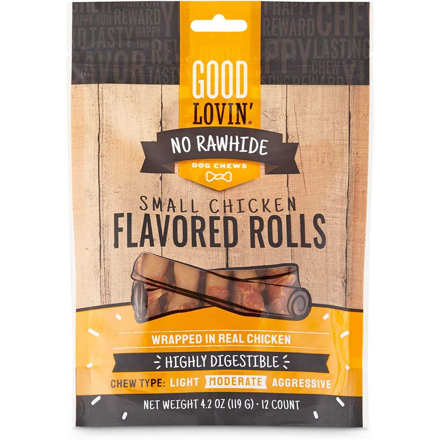 Good Lovin’ No Rawhide Chicken Flavored Rolls for Dogs