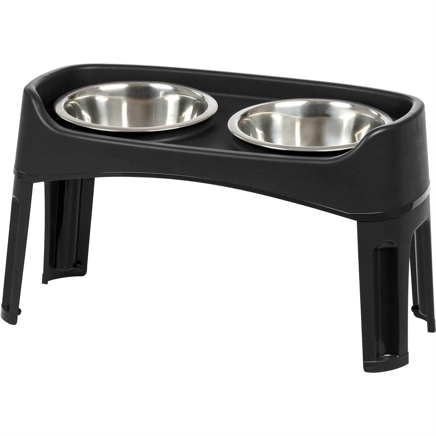 Iris USA 12 inch Elevated Dog Bowls with Two 2 Qt Stainless Steel Bowls and Removable Legs