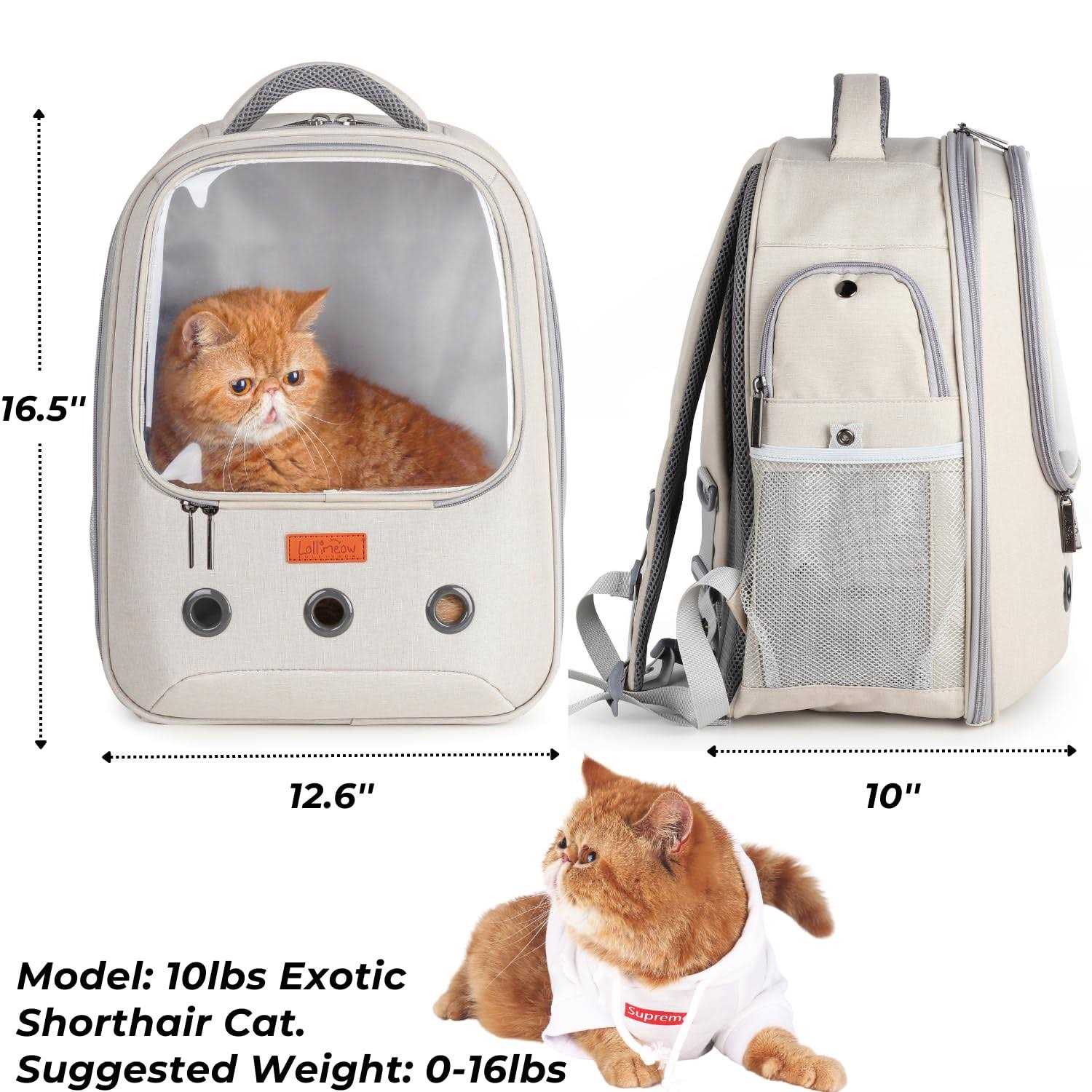 Lollimeow Pet Carrier Backpack, Bubble Backpack Carrier, Cats and Puppies,Airline-Approved